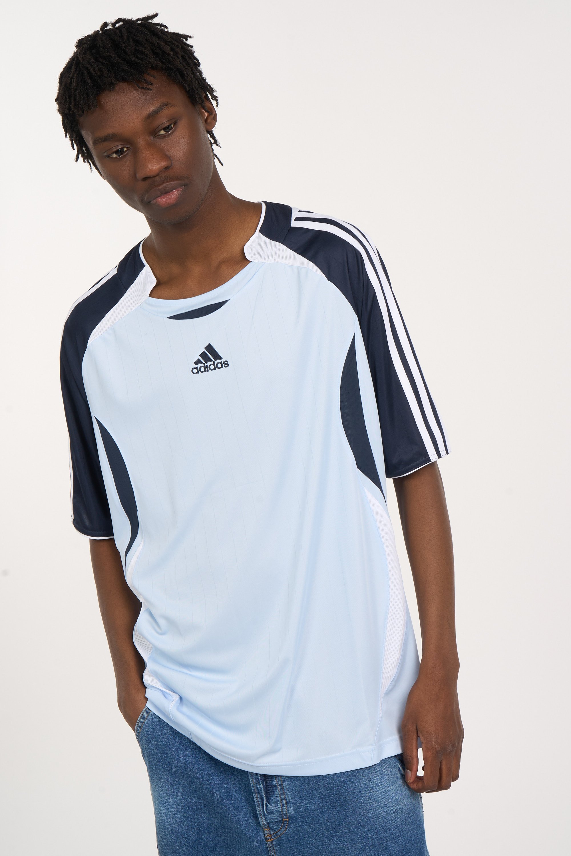 Regular-fit round-neck cotton T-shirt | Blue ADIDAS Men