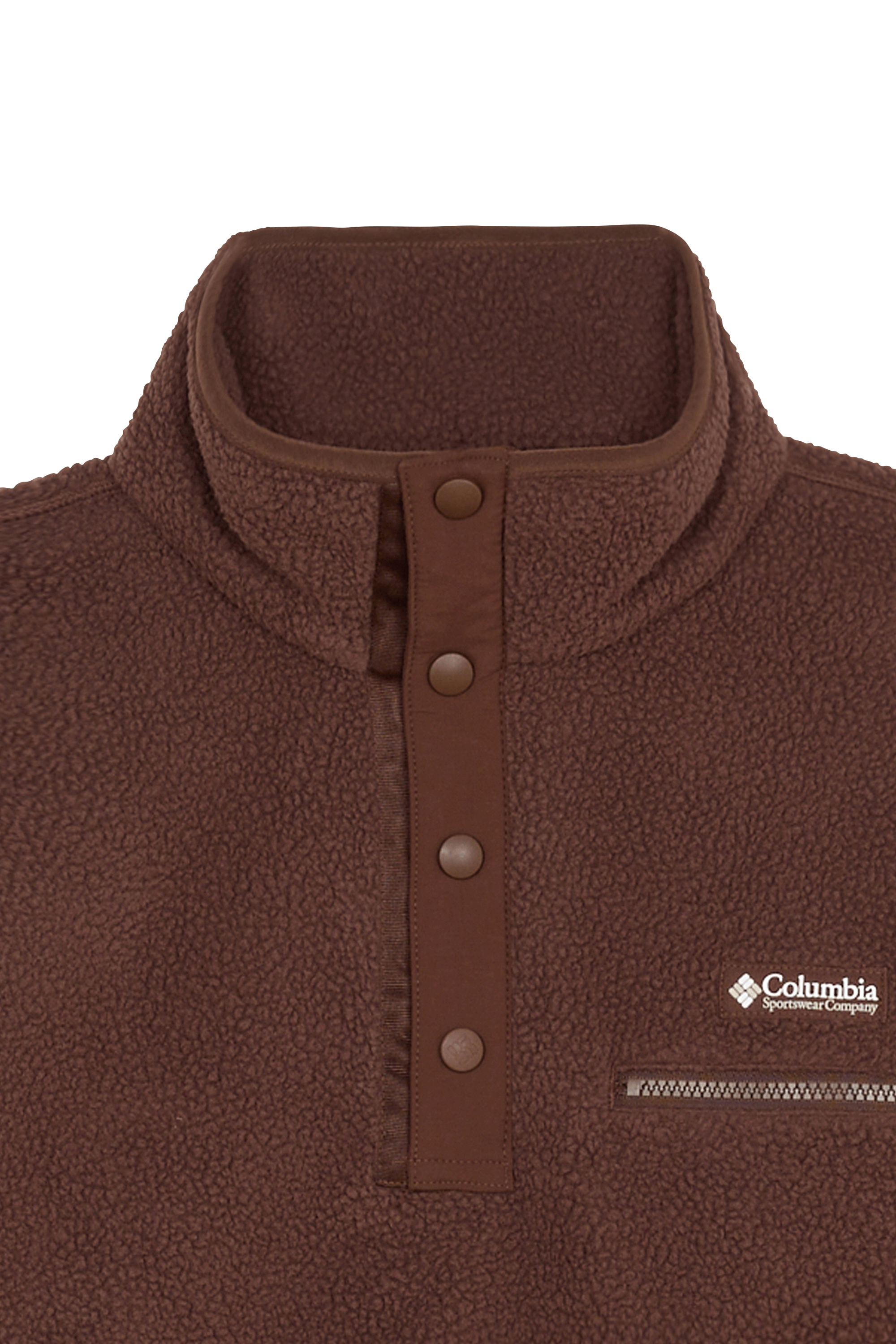 Regular-fit buttoned fleece sweater with high neck | Brown COLUMBIA Women