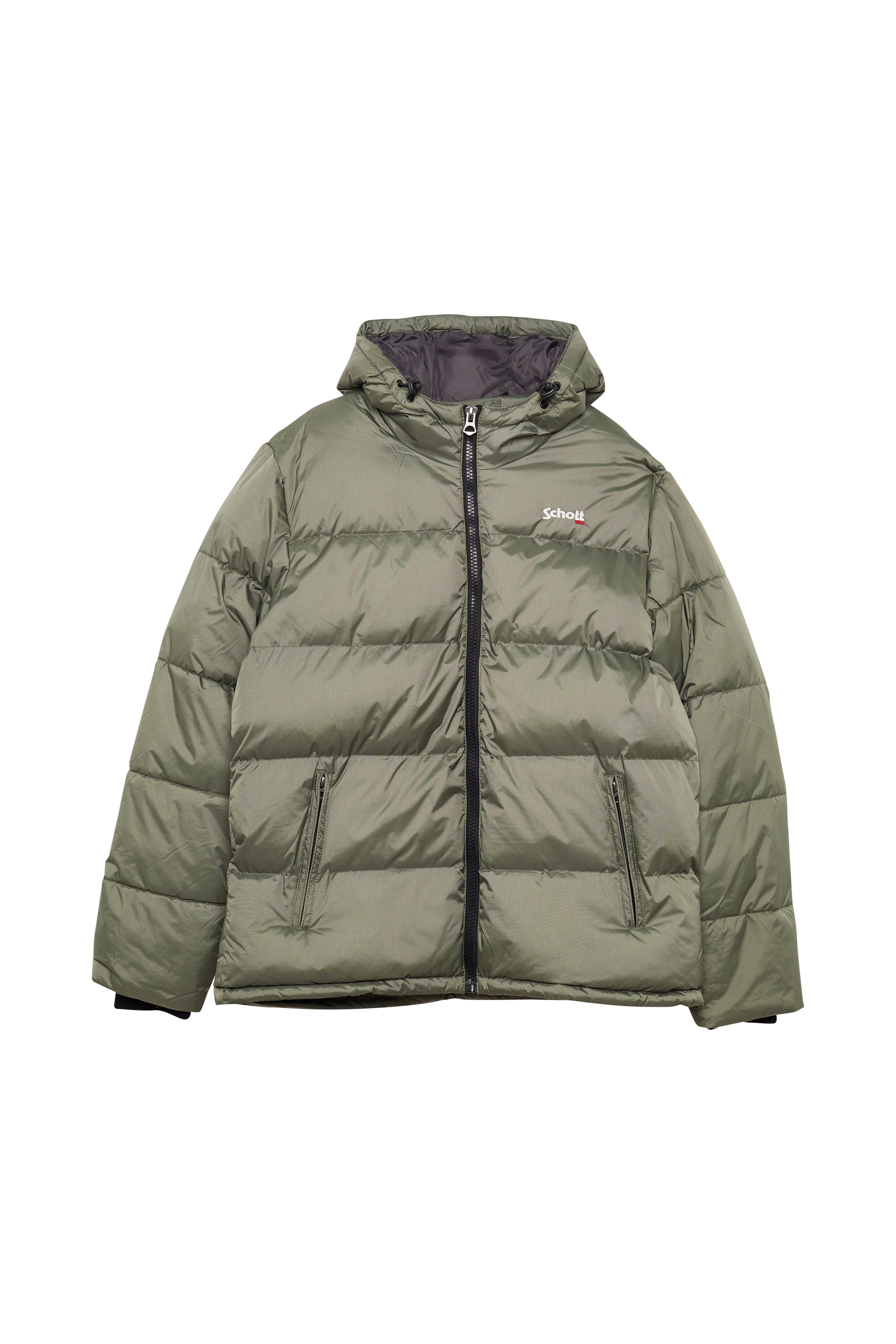 Puffer jacket with hood Green