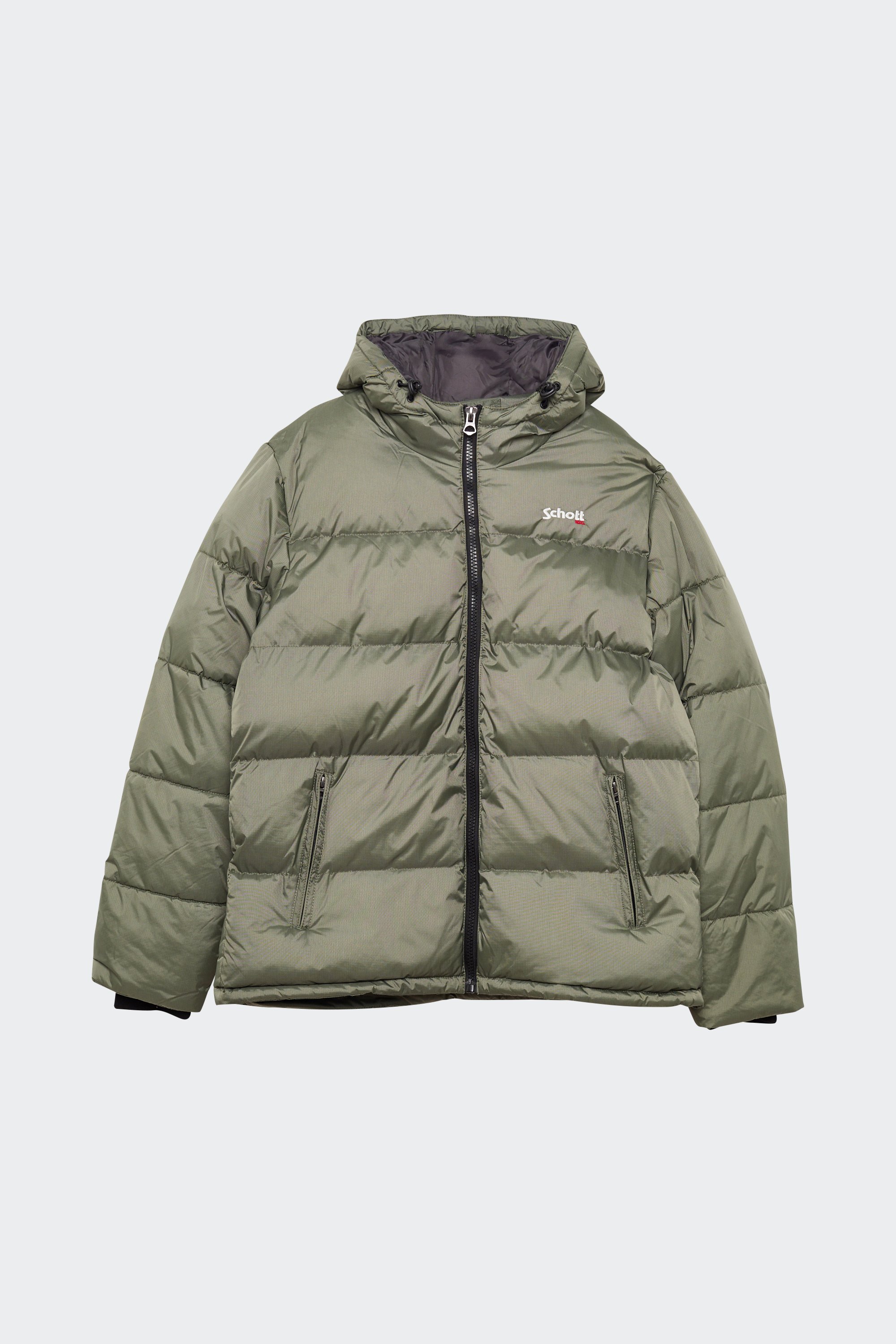Puffer jacket with hood | Green by SCHOTT Puffer jacket with hood Green