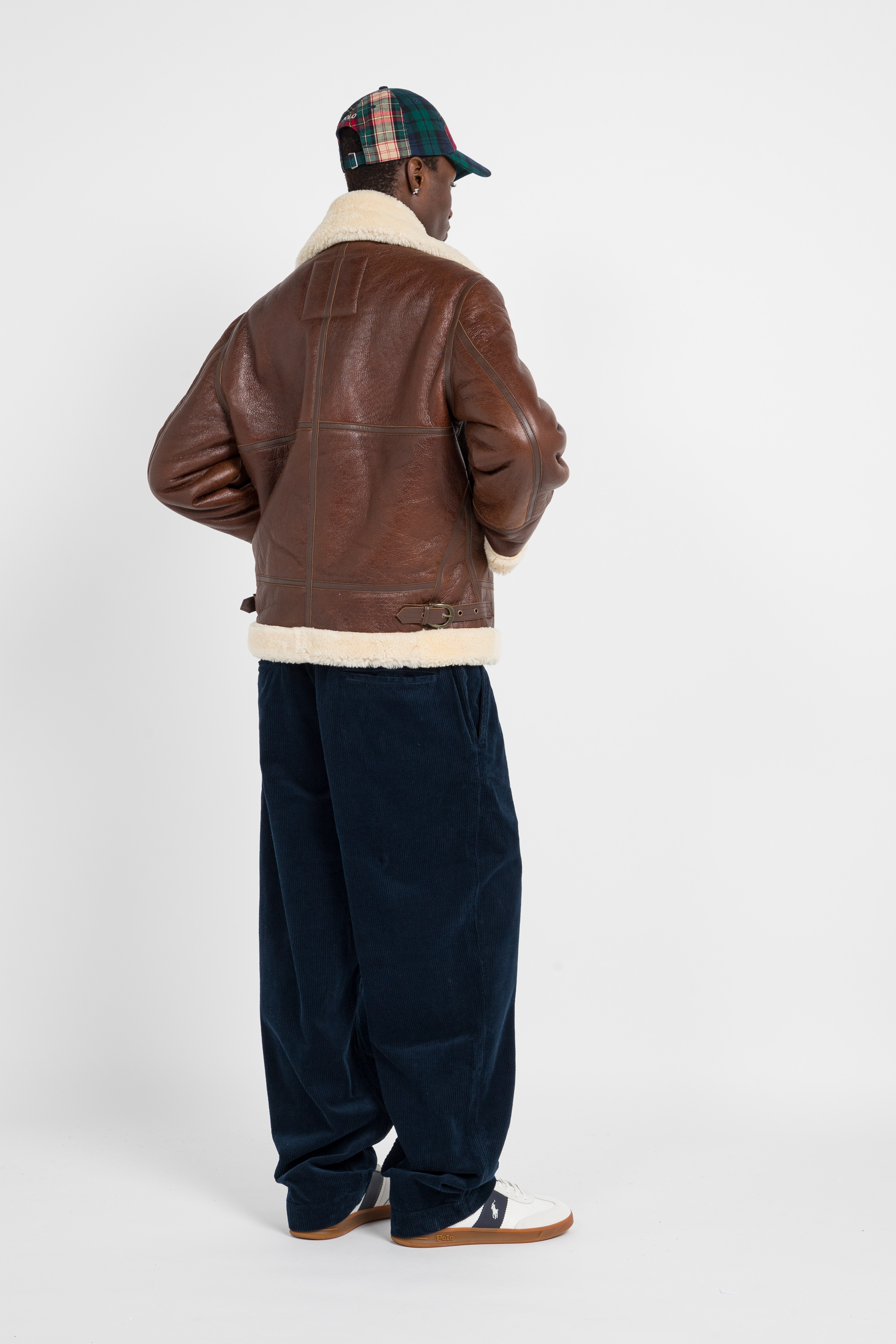 Leather bomber jacket Brown