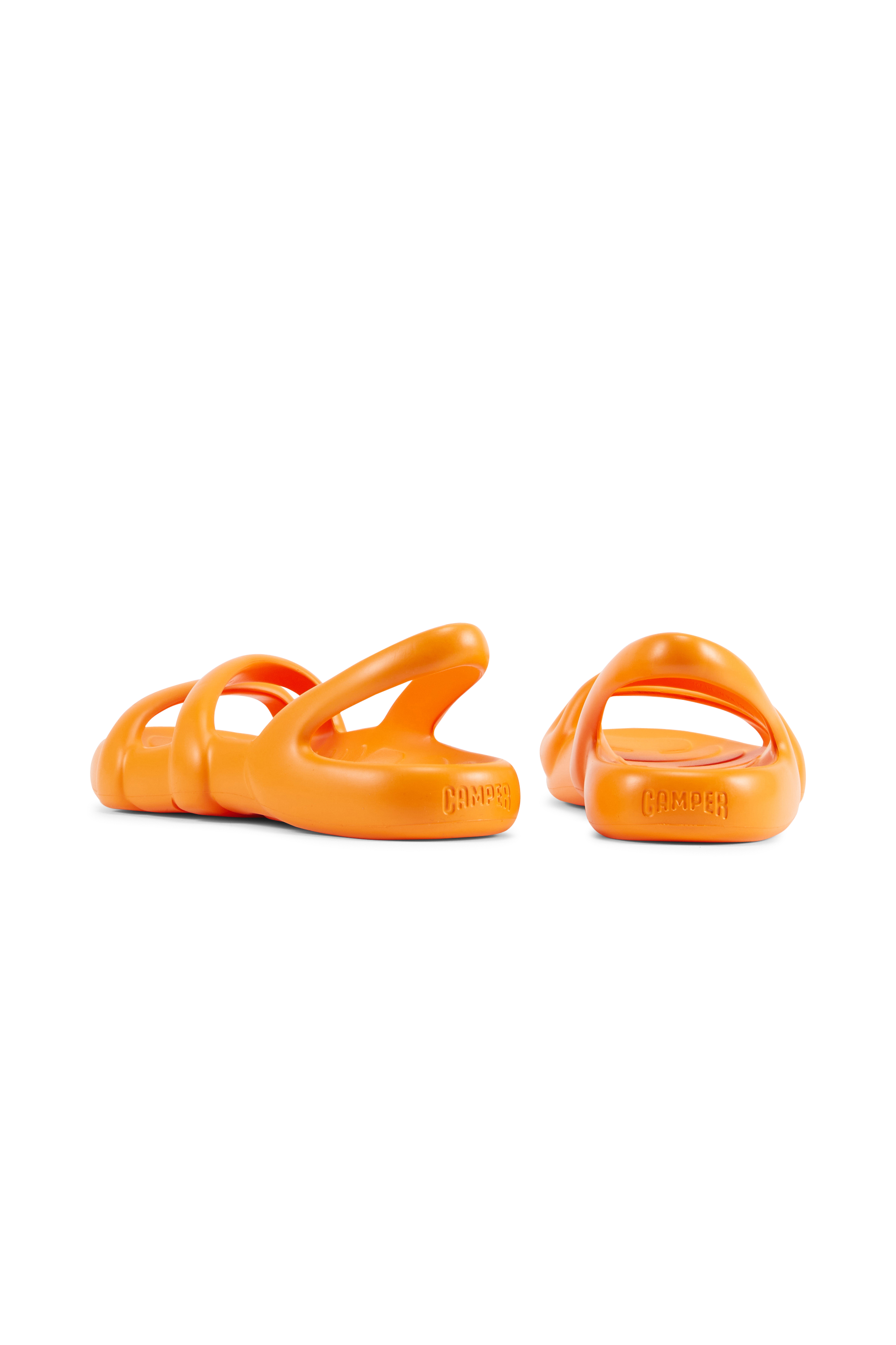 Flat furry sheepskin sandals Orange