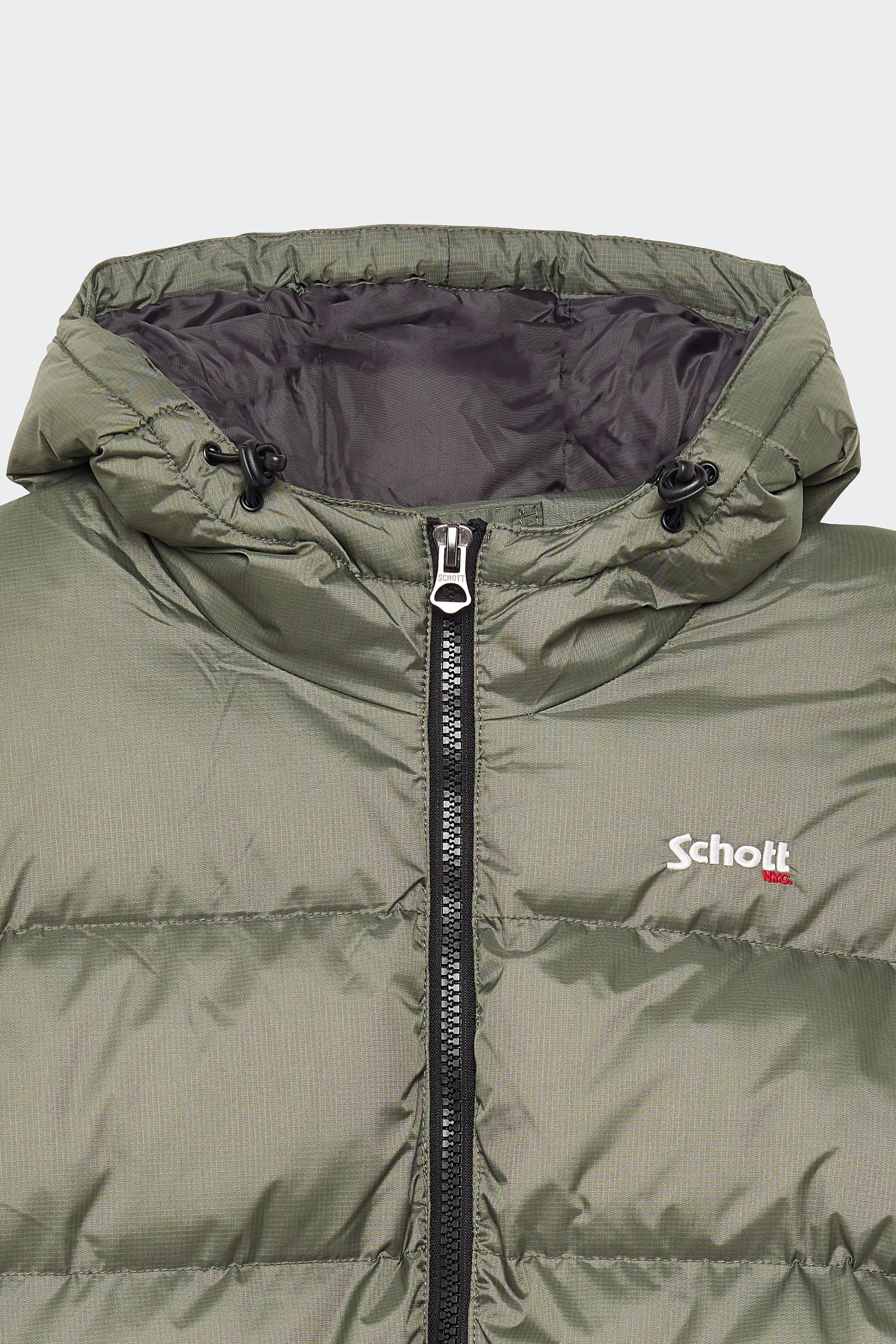 Puffer jacket with hood | Green by SCHOTT Puffer jacket with hood Green