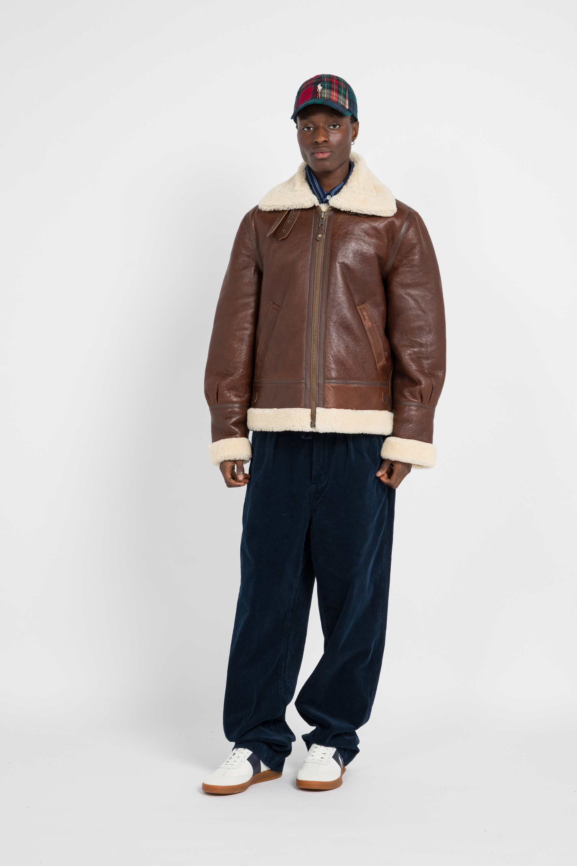 Bombardier en cuir Marron