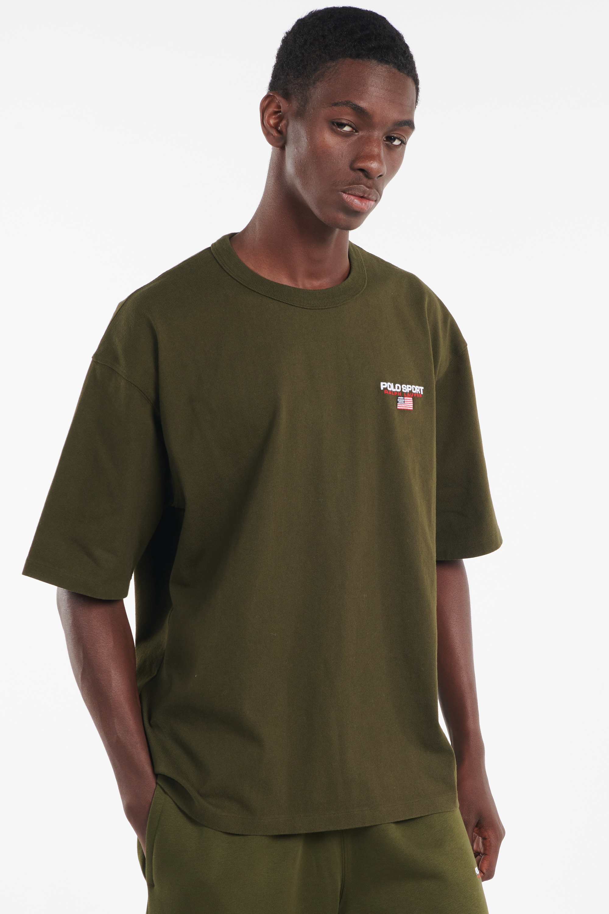 Regular-fit round-neck cotton T-shirt Khaki