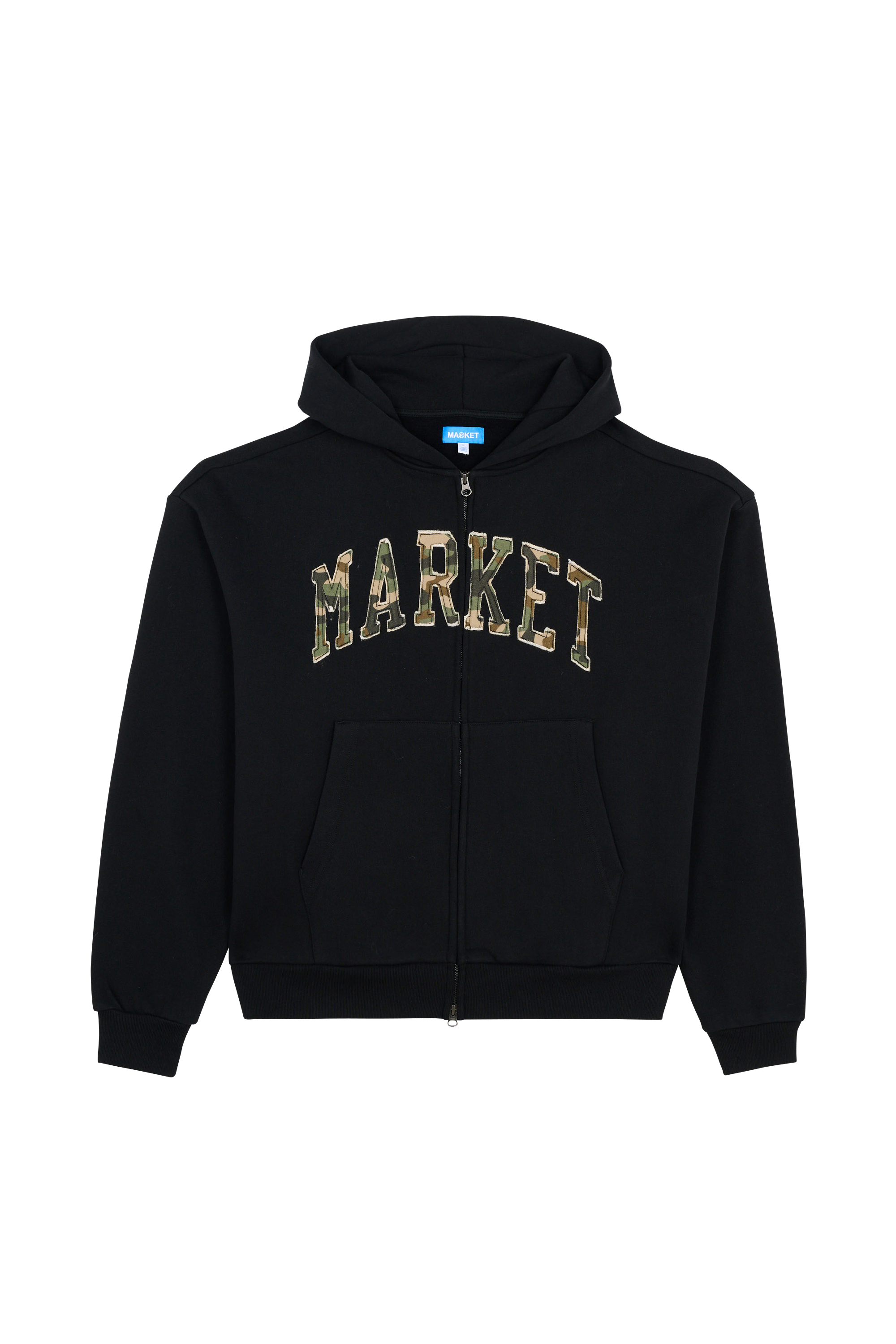 Regular-fit zip-up cotton-blend hoodie with Pony Player Black