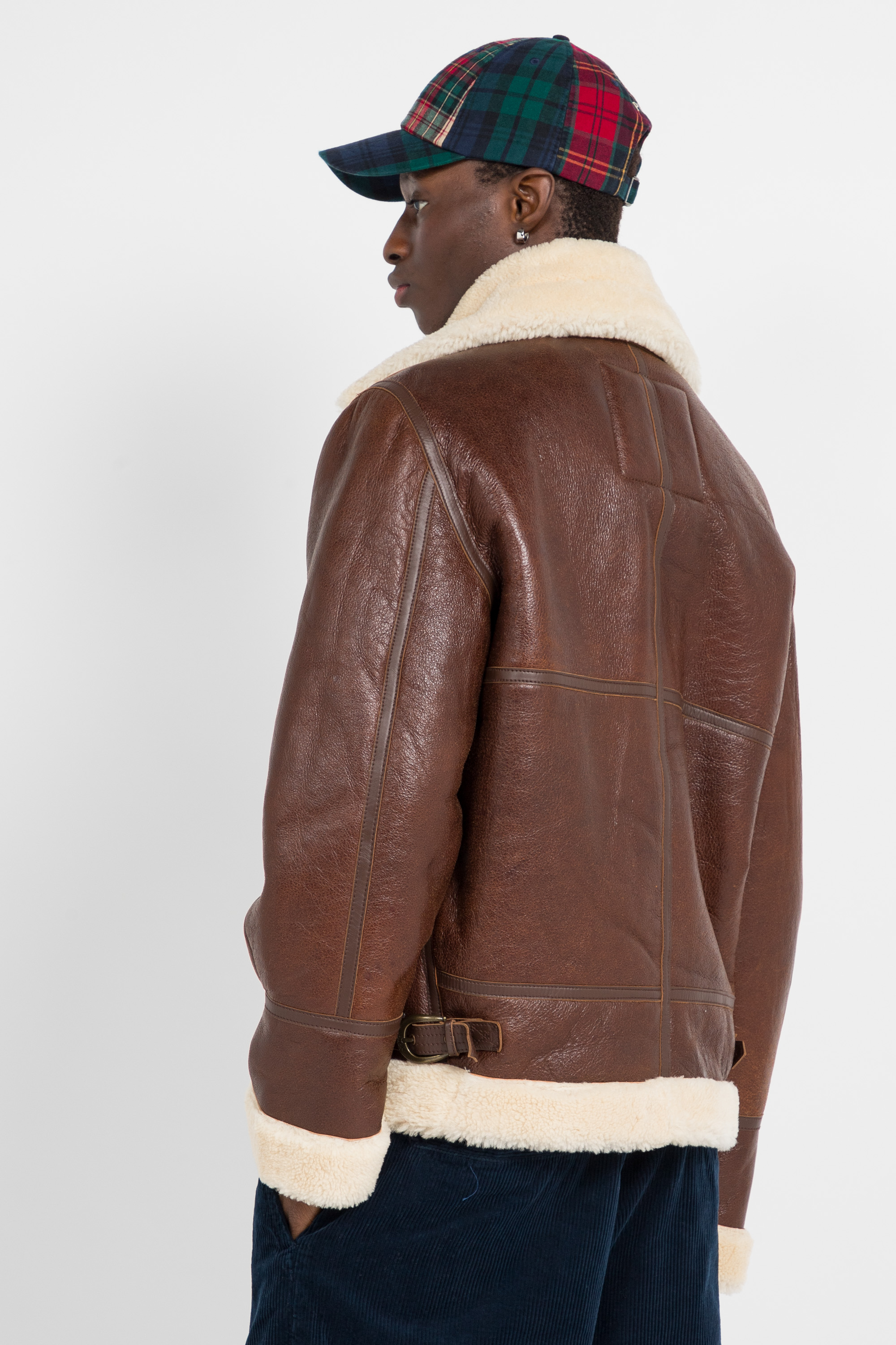 Leather bomber jacket Brown