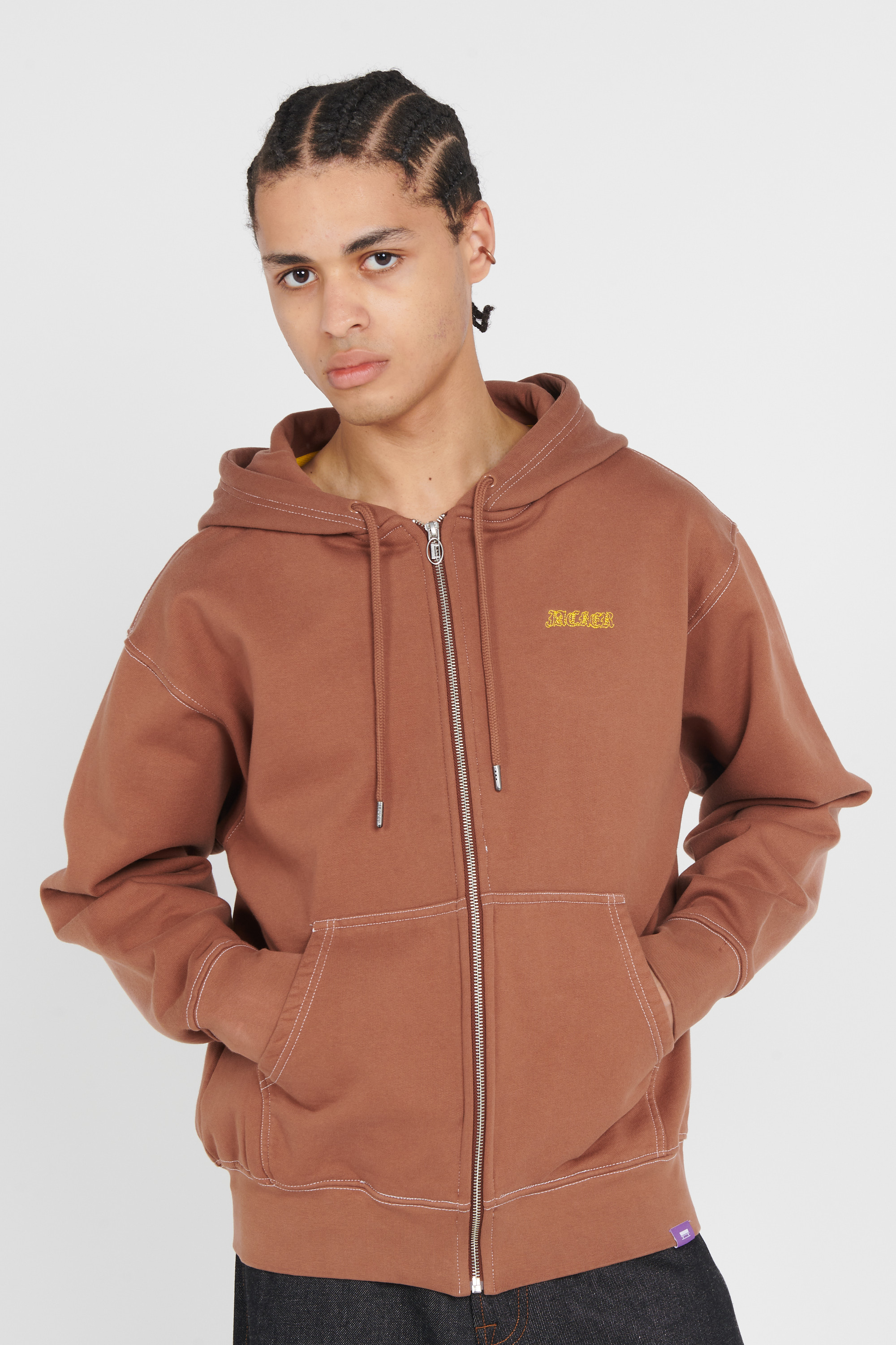 zip-up hoodie Brown