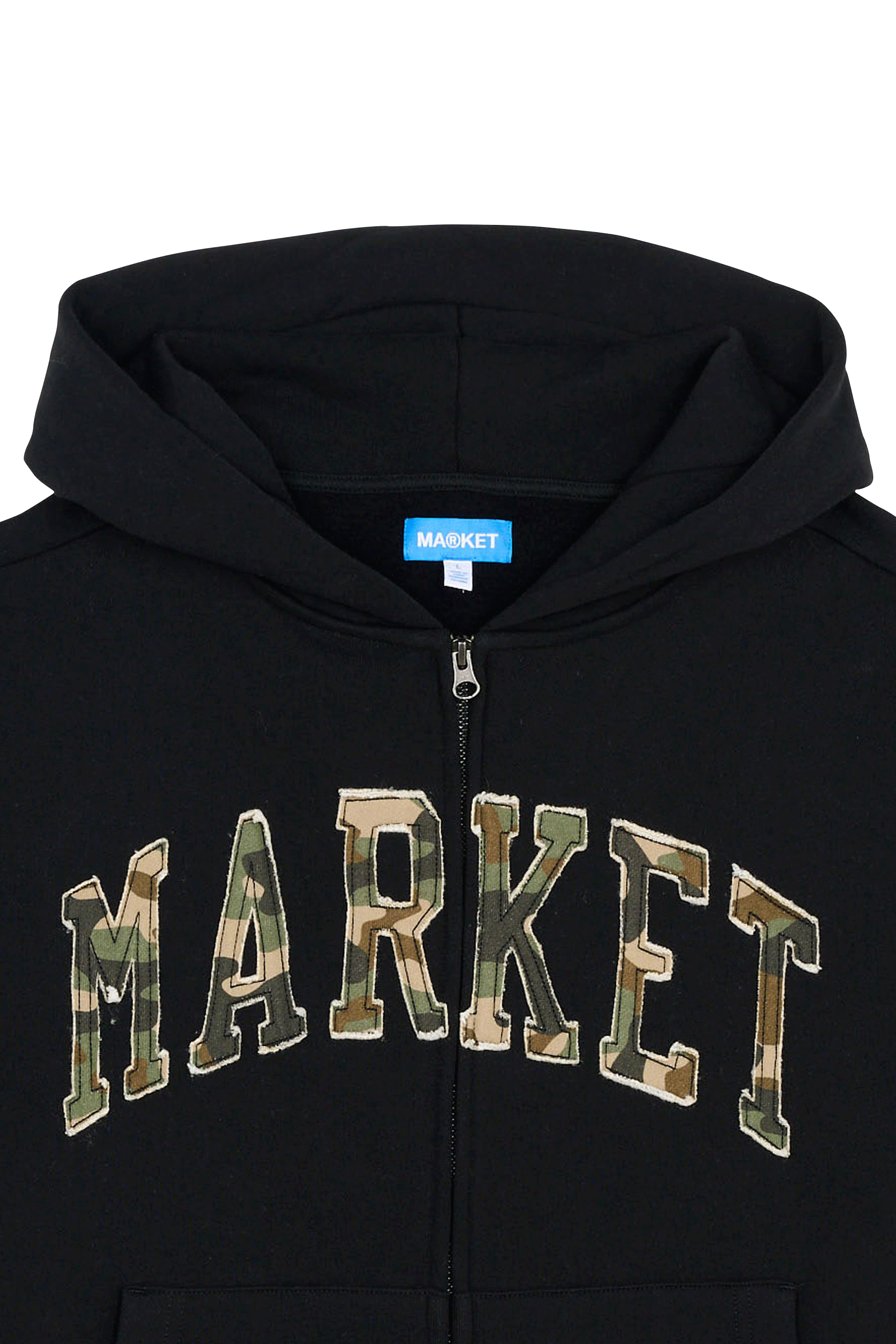 Regular-fit zip-up cotton-blend hoodie with Pony Player Black
