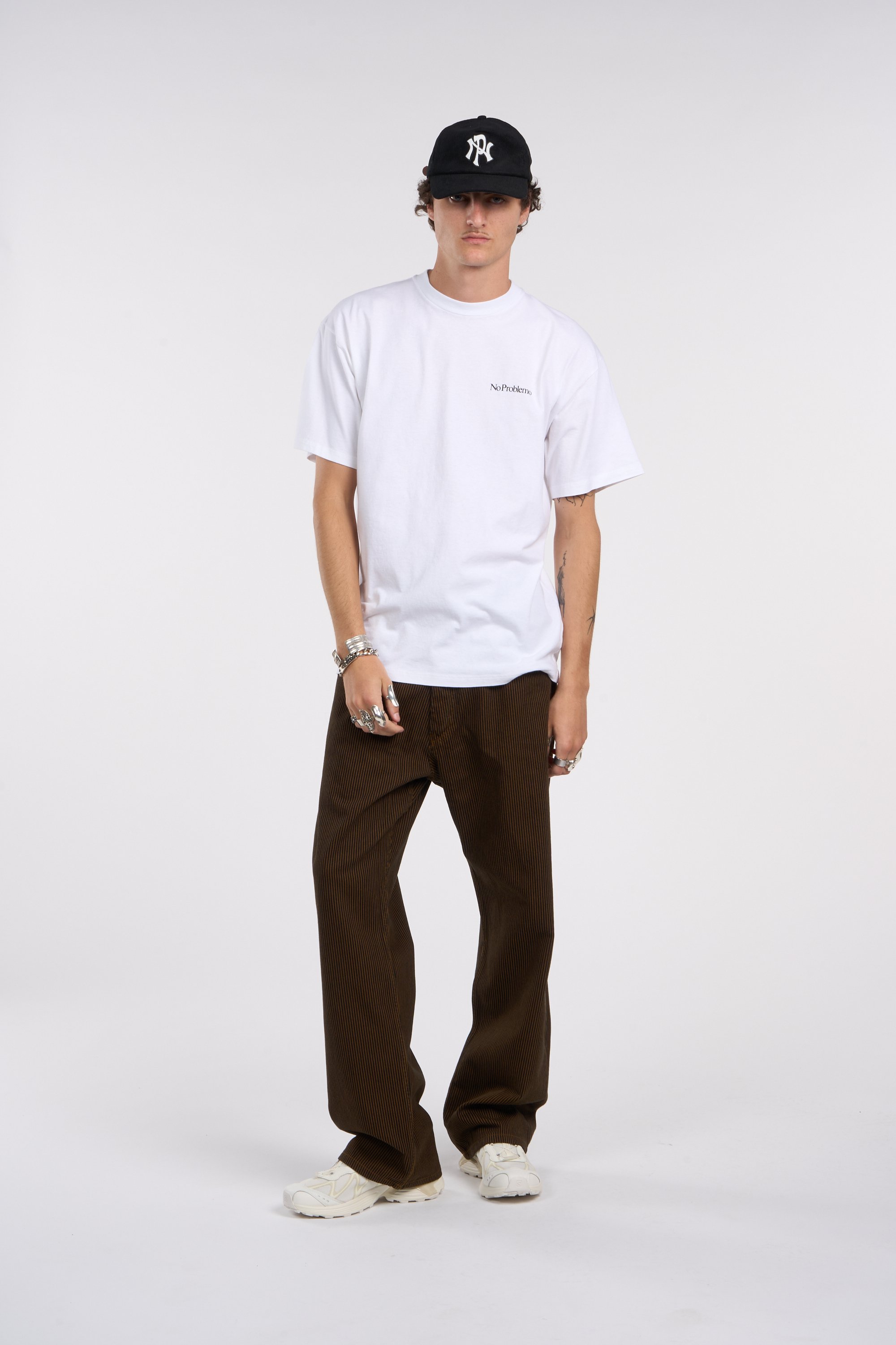 Regular-fit round-neck cotton T-shirt | White by NO PROBLEMO Regular-fit round-neck cotton T-shirt White