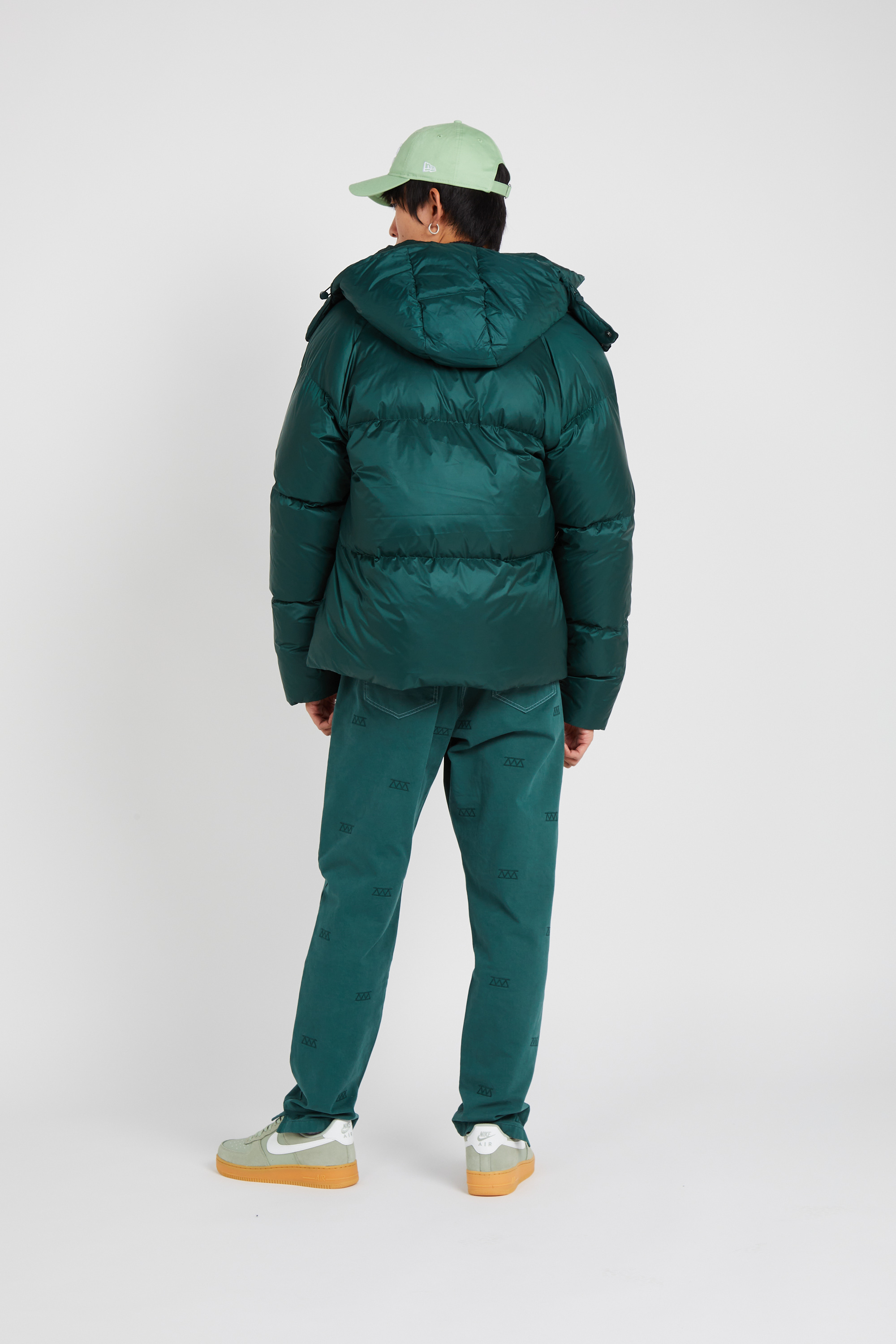 Lightweight quilted padded jacket with high neck Green