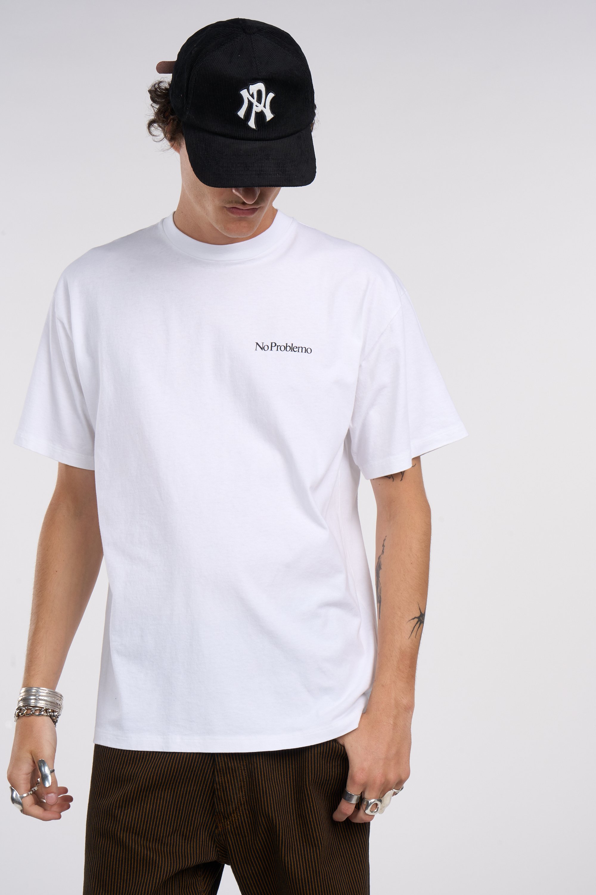 Regular-fit round-neck cotton T-shirt | White by NO PROBLEMO Regular-fit round-neck cotton T-shirt White