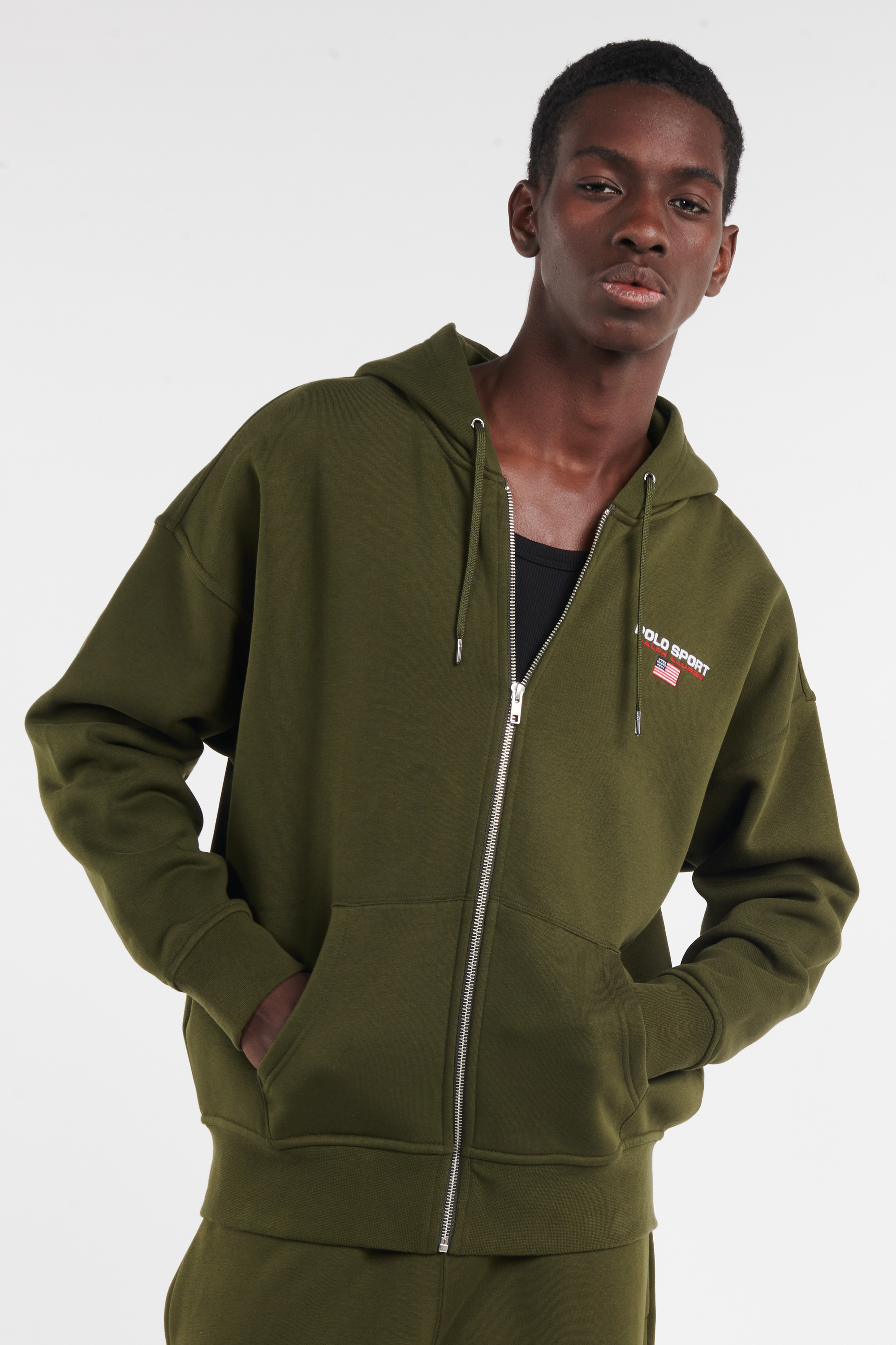 Hoodie zippé Kaki