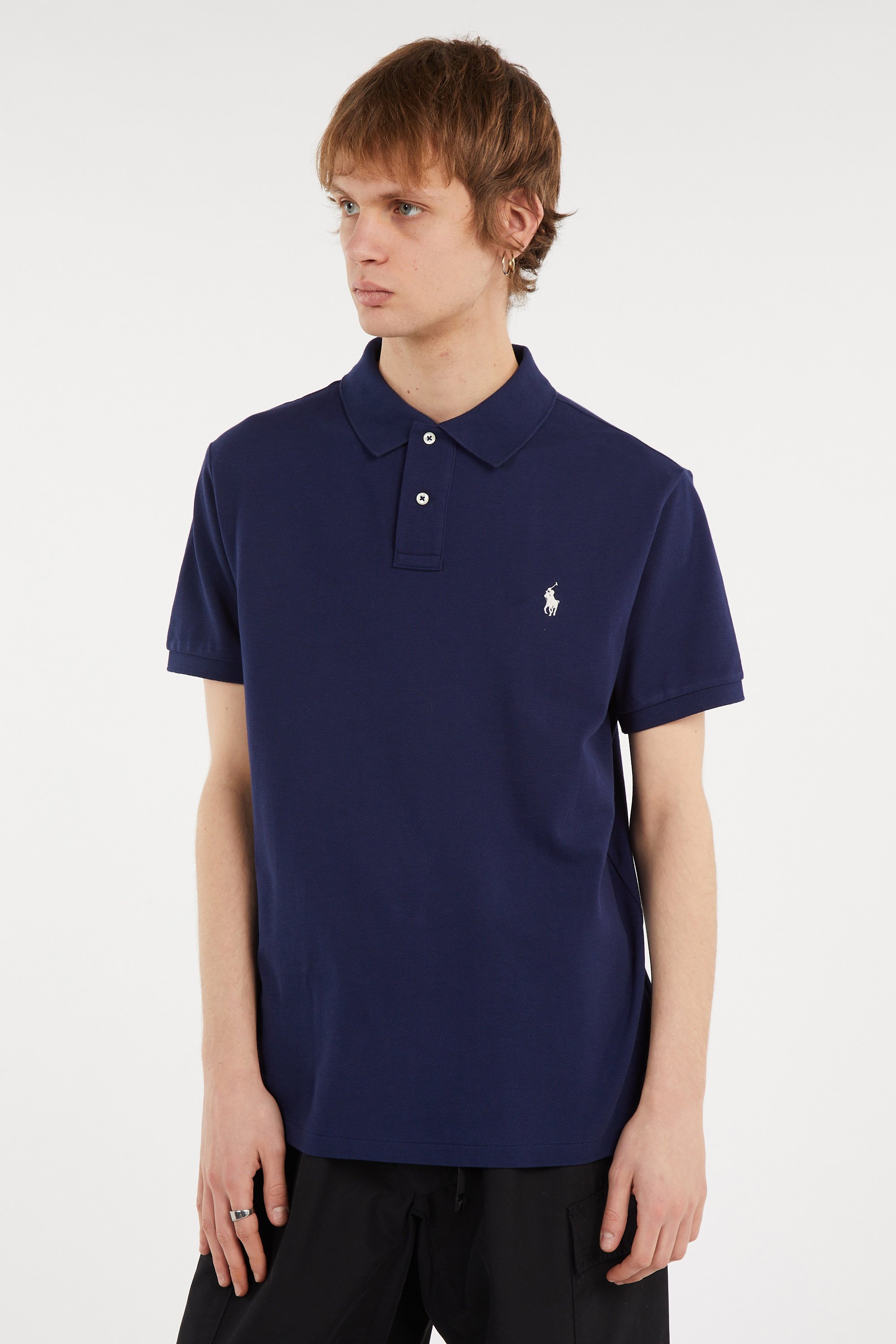 Polo slim-fit en coton Bleu