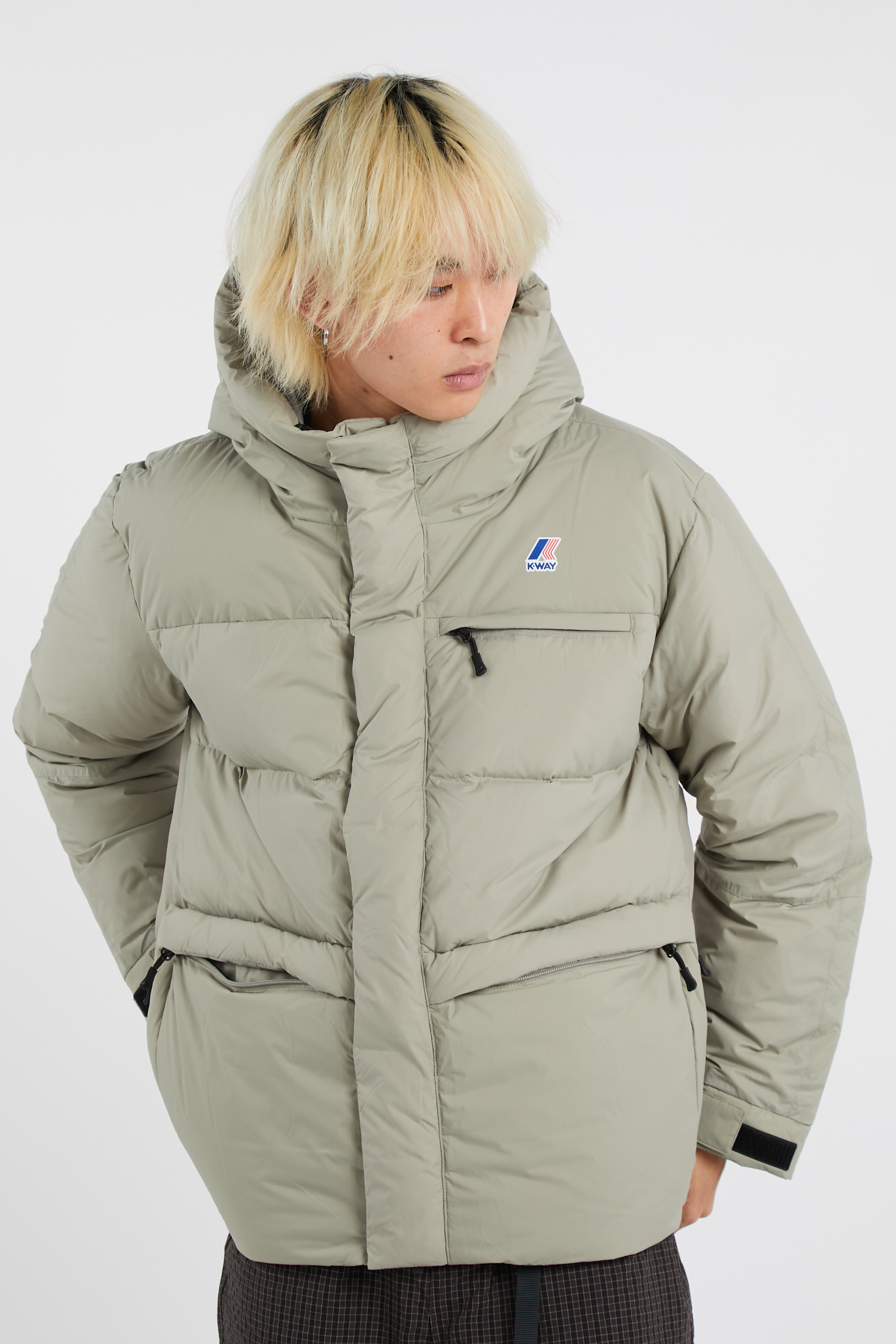 Lightweight quilted padded jacket with high neck Green