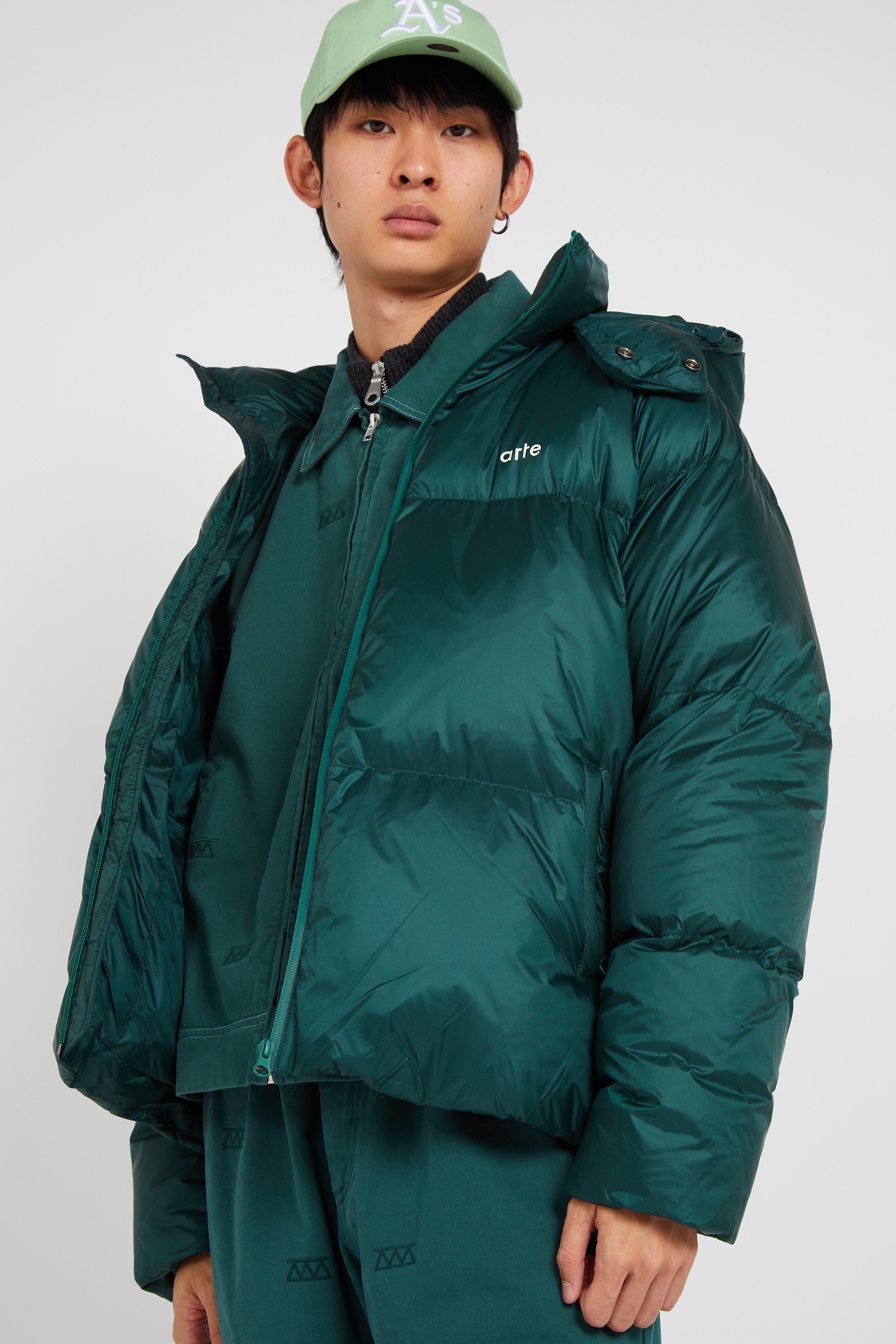 Lightweight quilted padded jacket with high neck | Green ARTE ANTWERP Men
