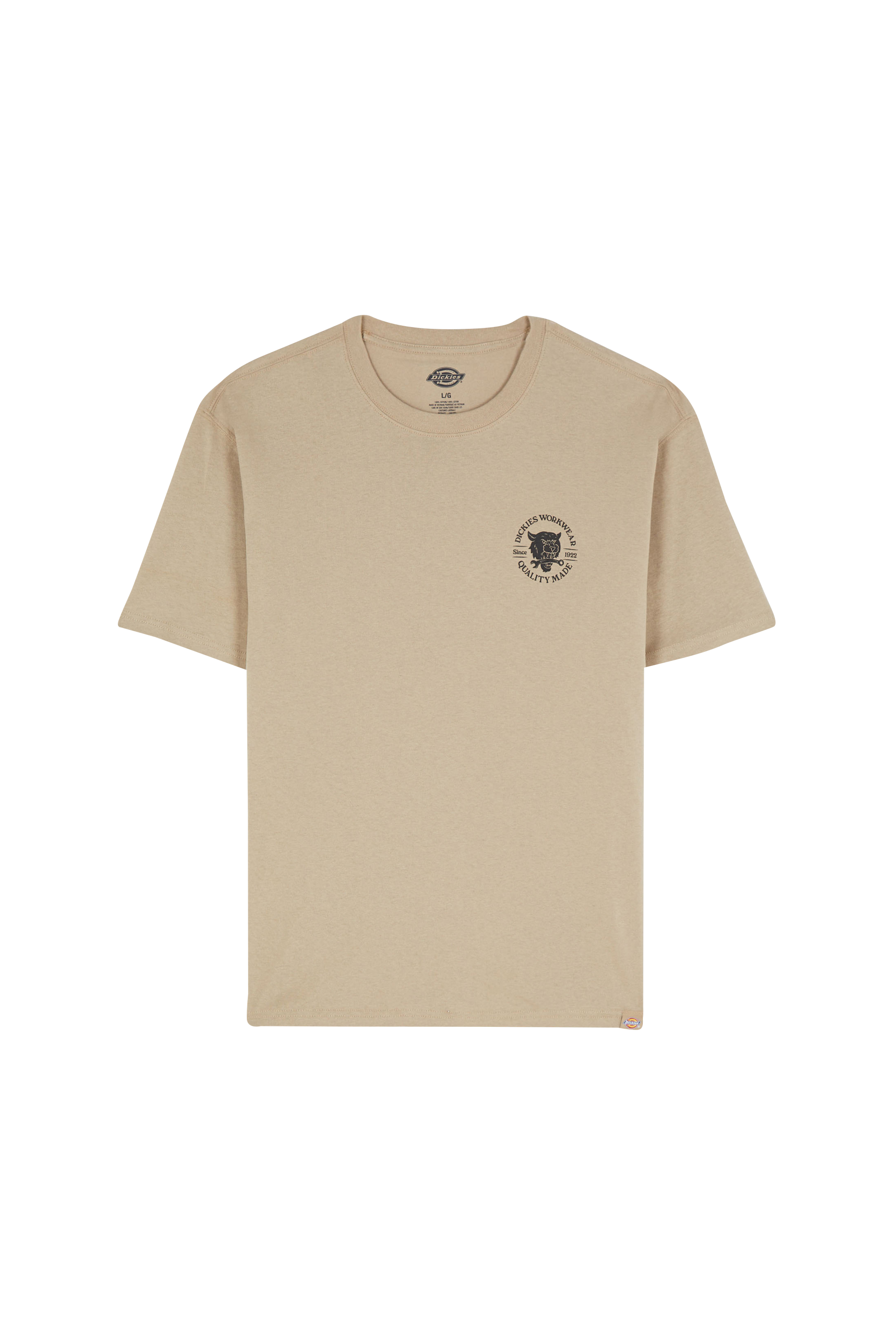 Regular-fit round-neck cotton T-shirt Beige
