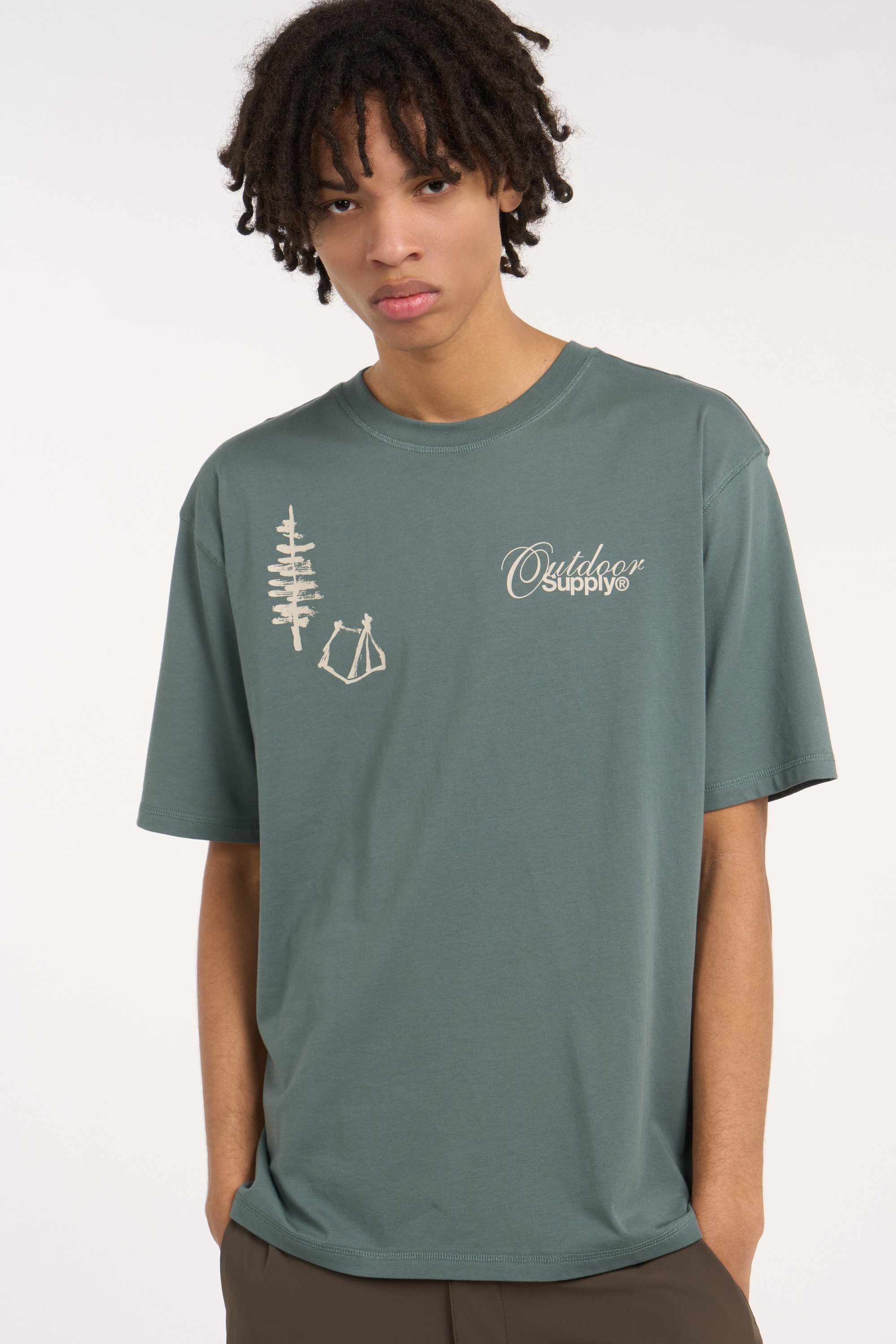 Regular-fit round-neck cotton T-shirt | Green RC OUTDOOR SUPPLY Men