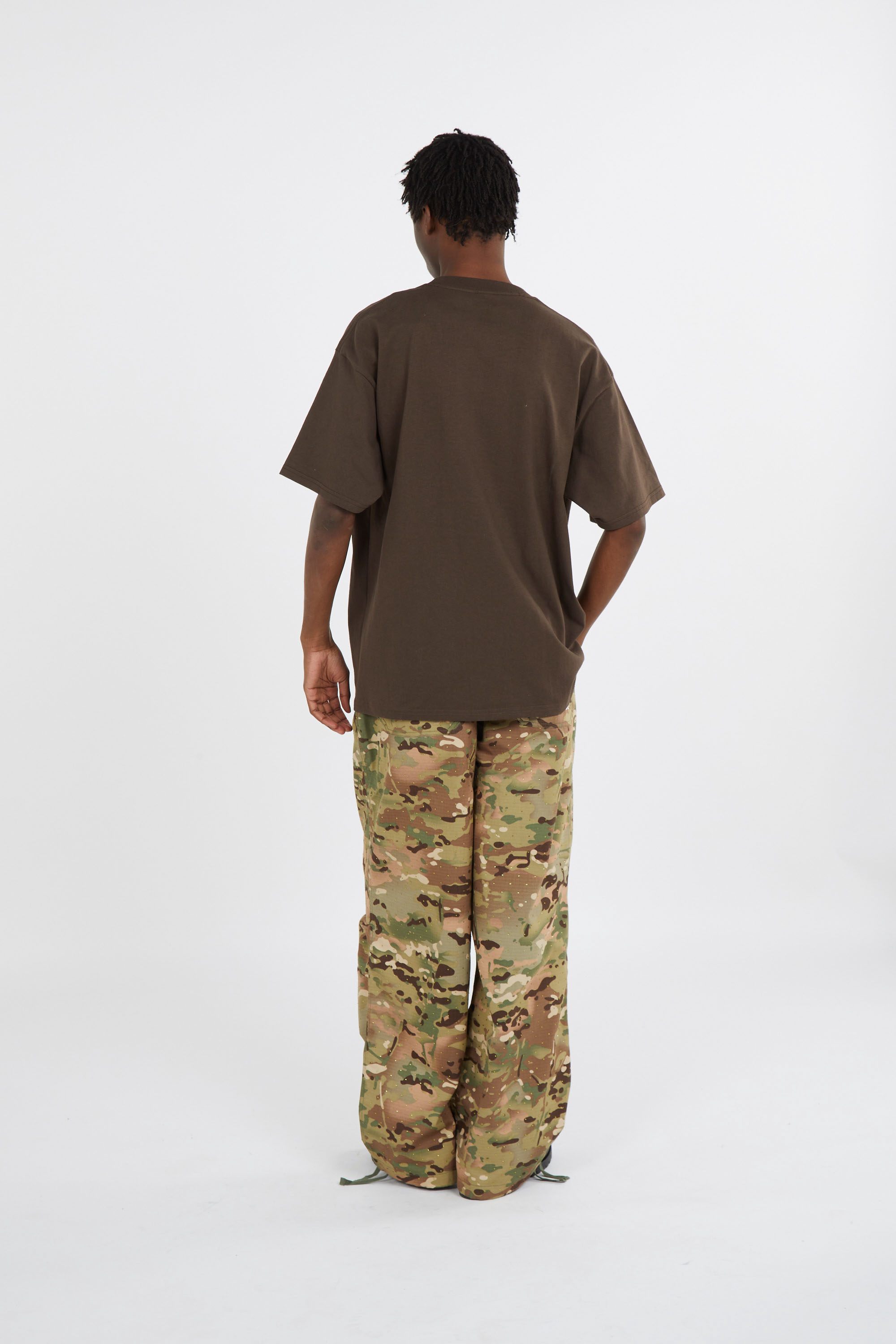 Regular-fit round-neck cotton T-shirt Brown