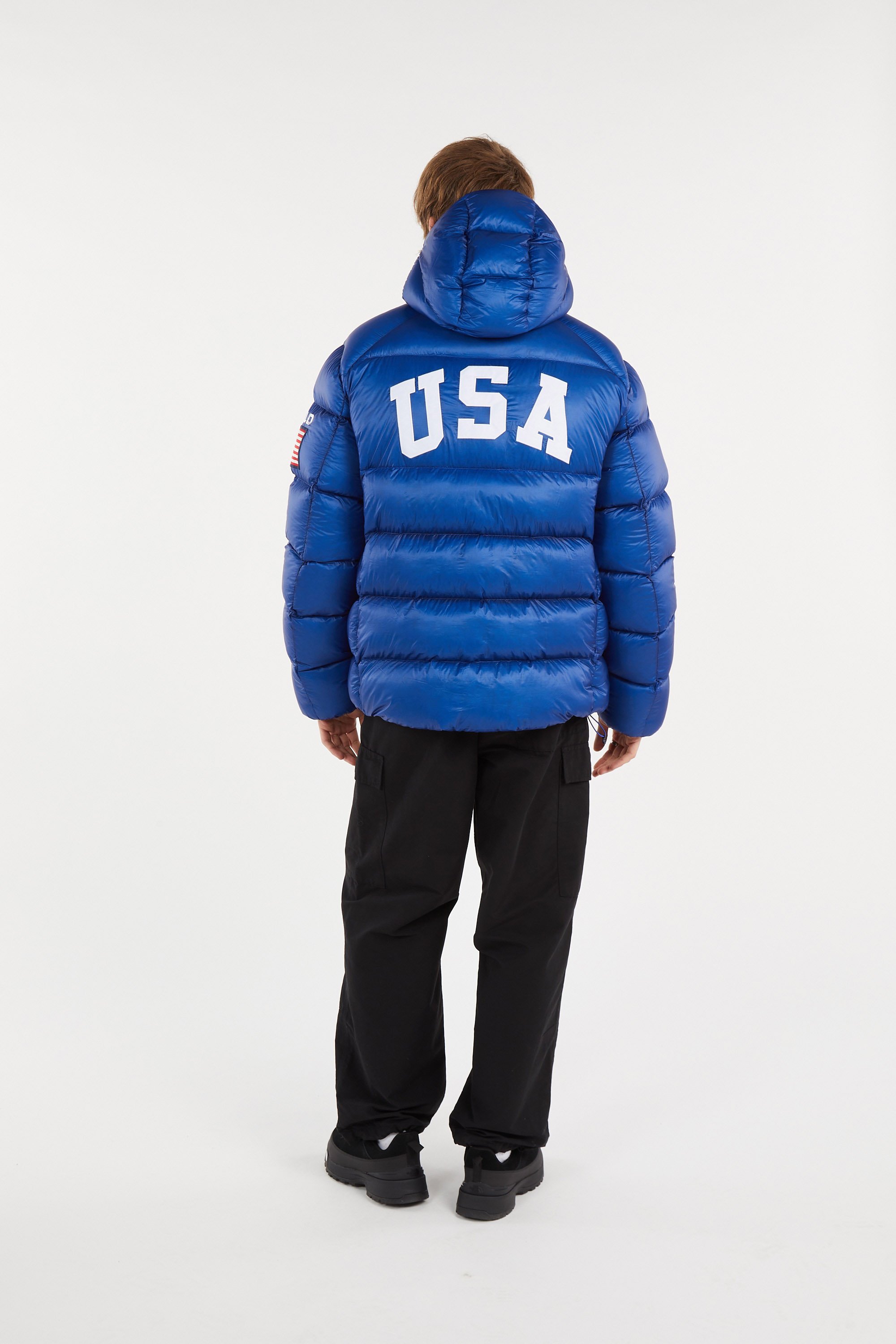 Lightweight quilted padded jacket with high neck Blue