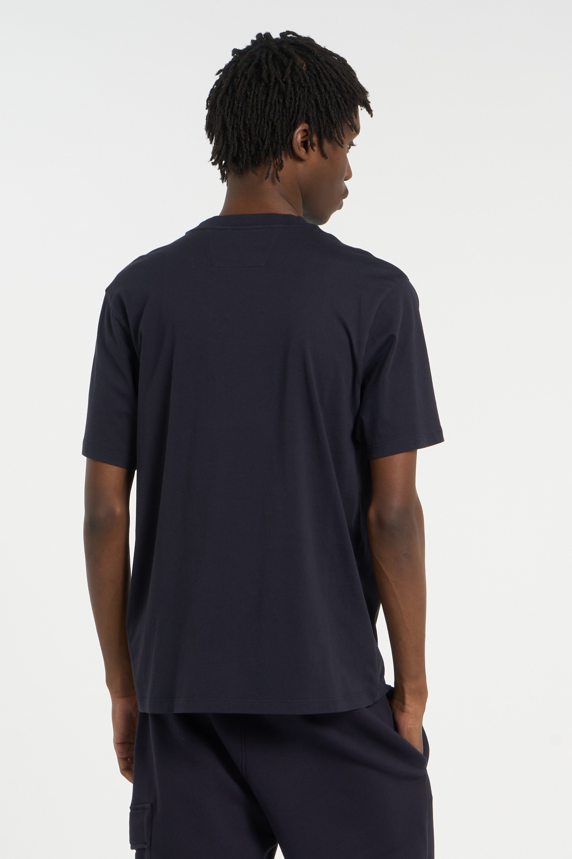 Regular-fit round-neck cotton T-shirt | Blue C.P. COMPANY Men