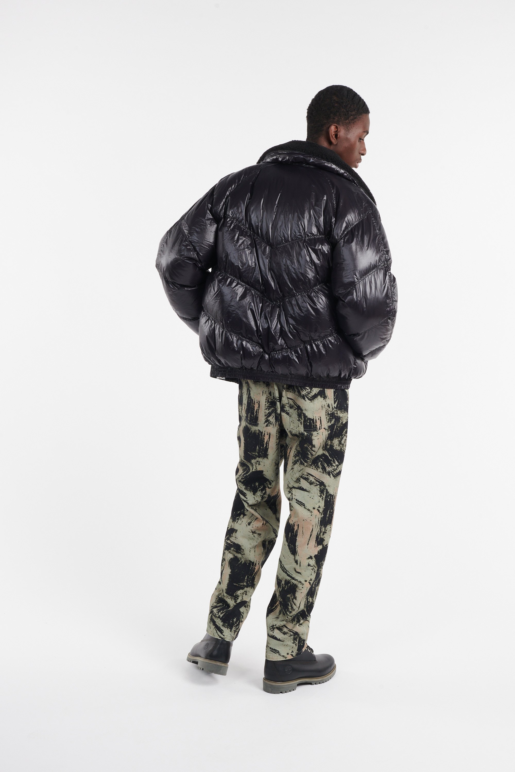 Lightweight quilted padded jacket with high neck Black