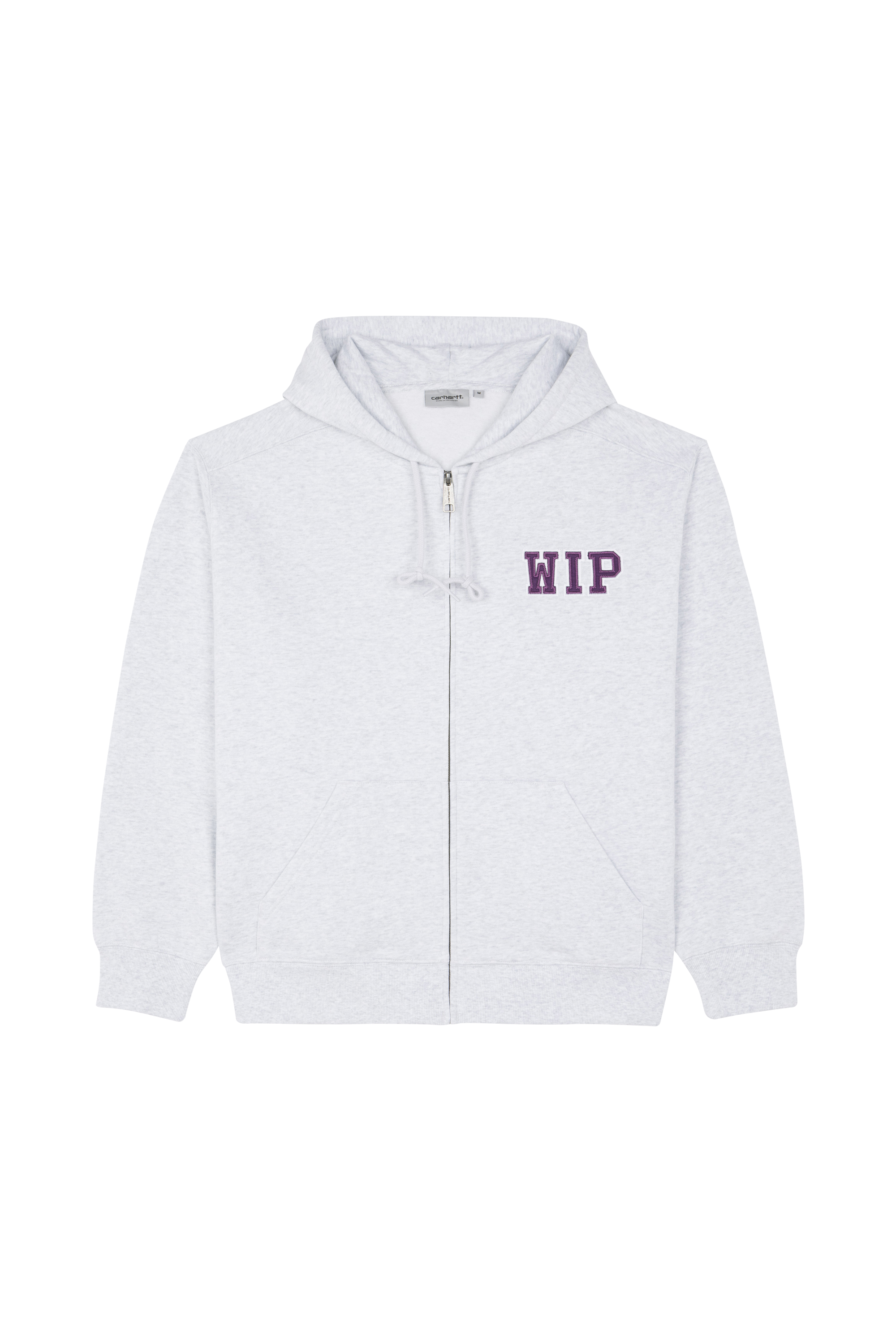 Regular-fit zip-up cotton-blend hoodie with Pony Player Grey