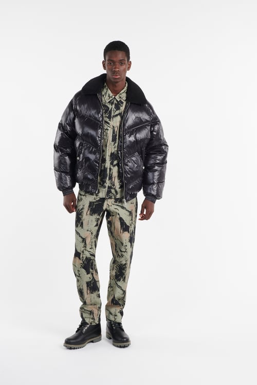 SCHOTT Lightweight quilted padded jacket with high neck Black