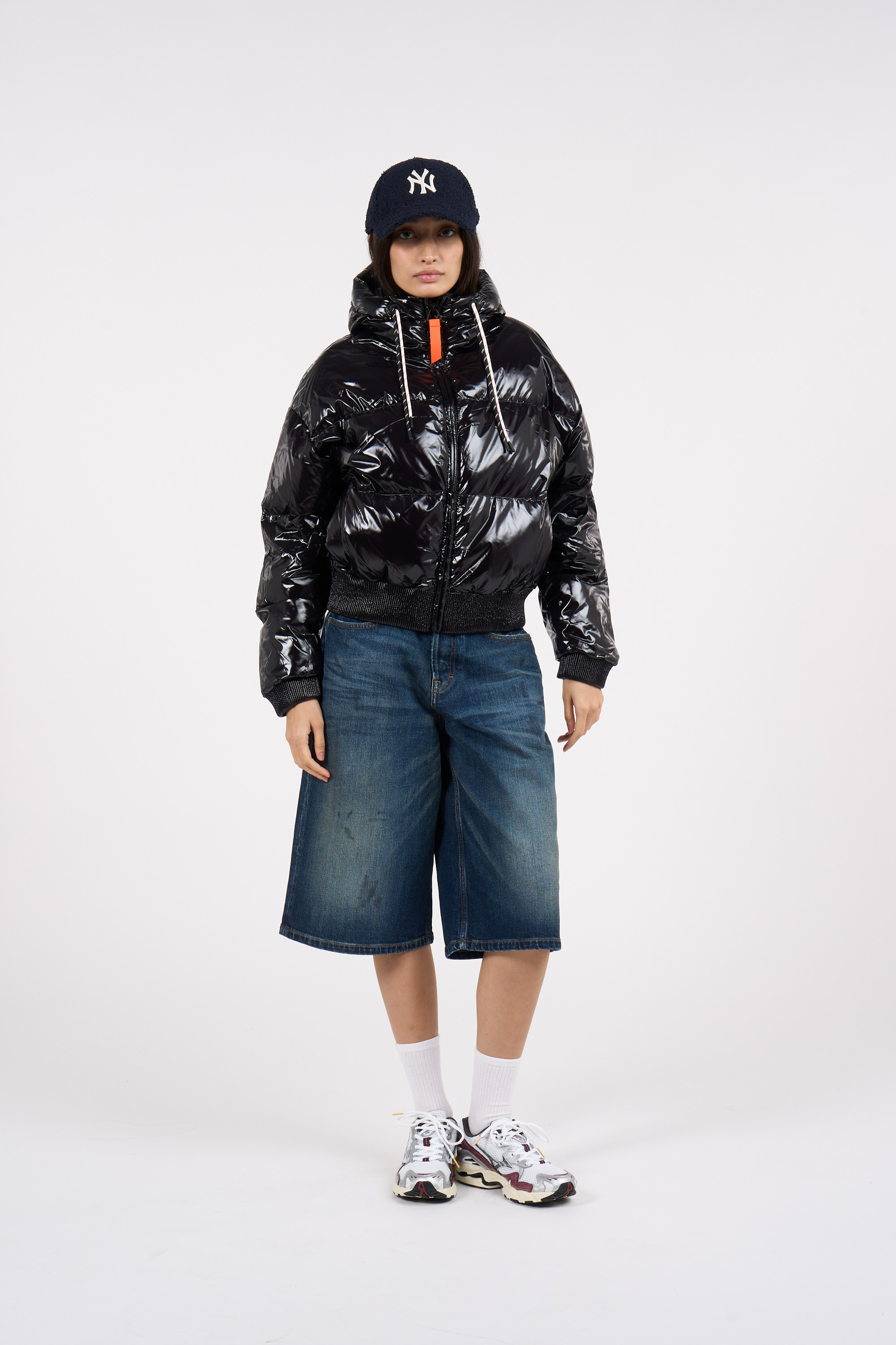 Lightweight quilted padded jacket with high neck Black