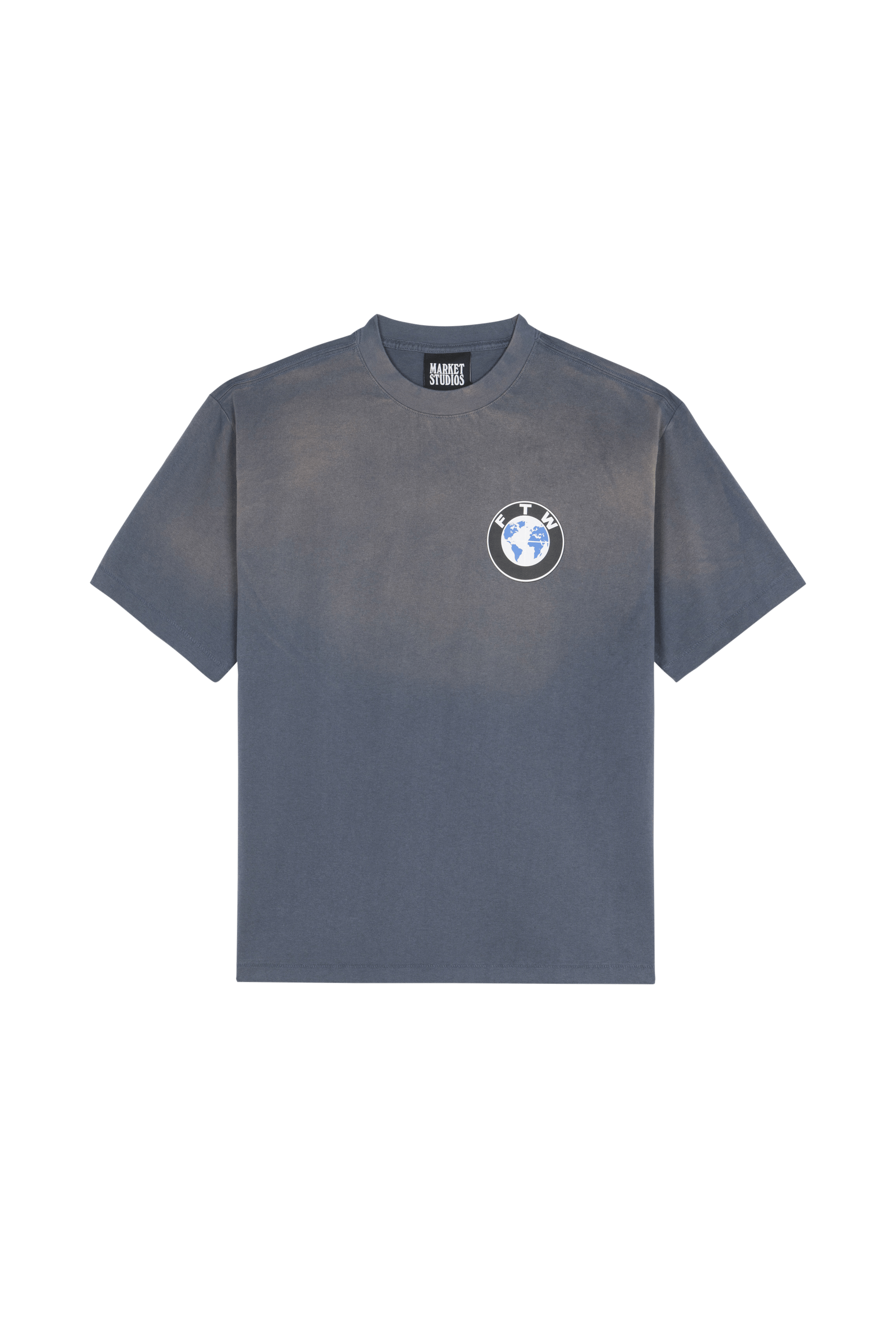 Regular-fit round-neck cotton T-shirt | Blue MARKET Men