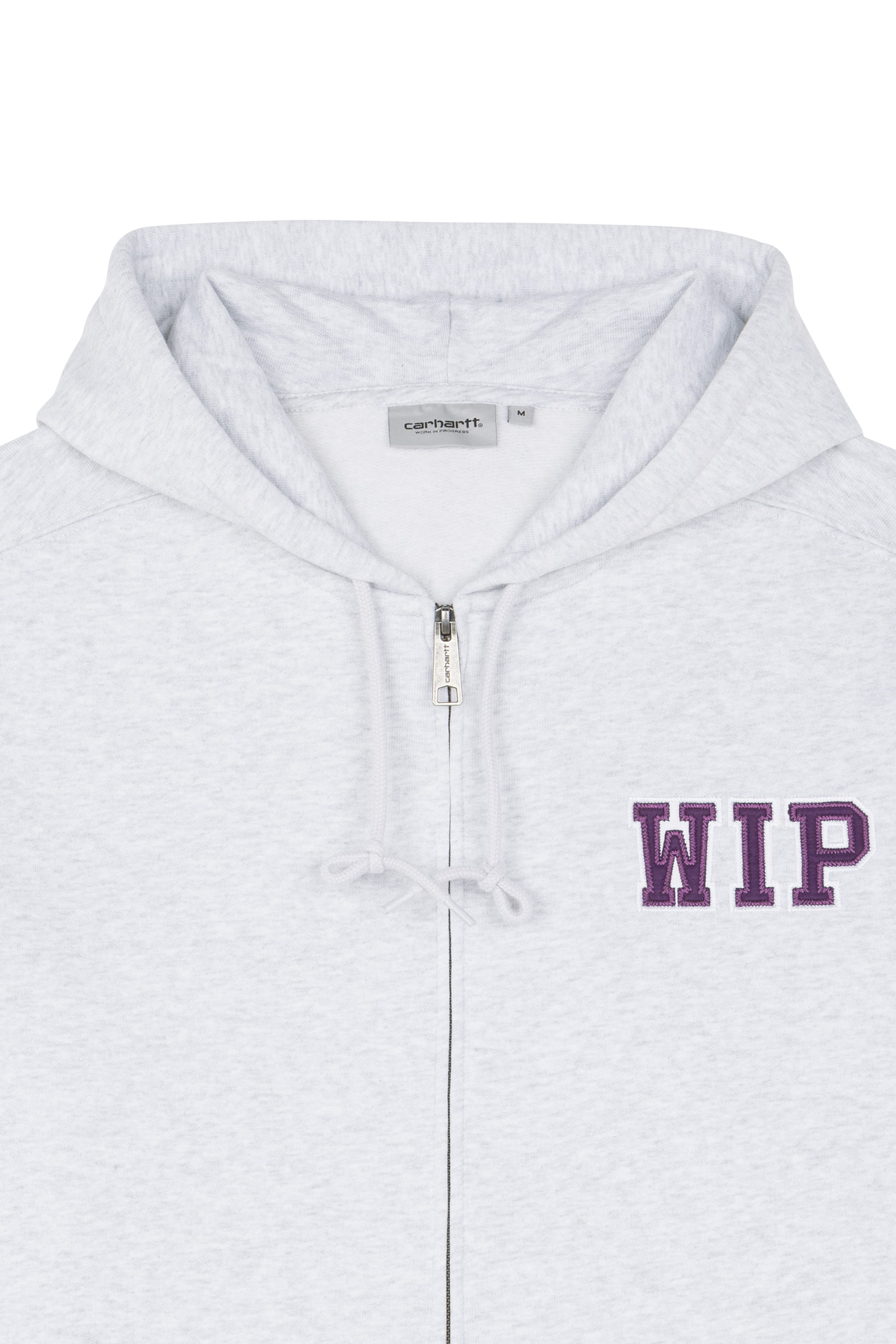 Regular-fit zip-up cotton-blend hoodie with Pony Player Grey