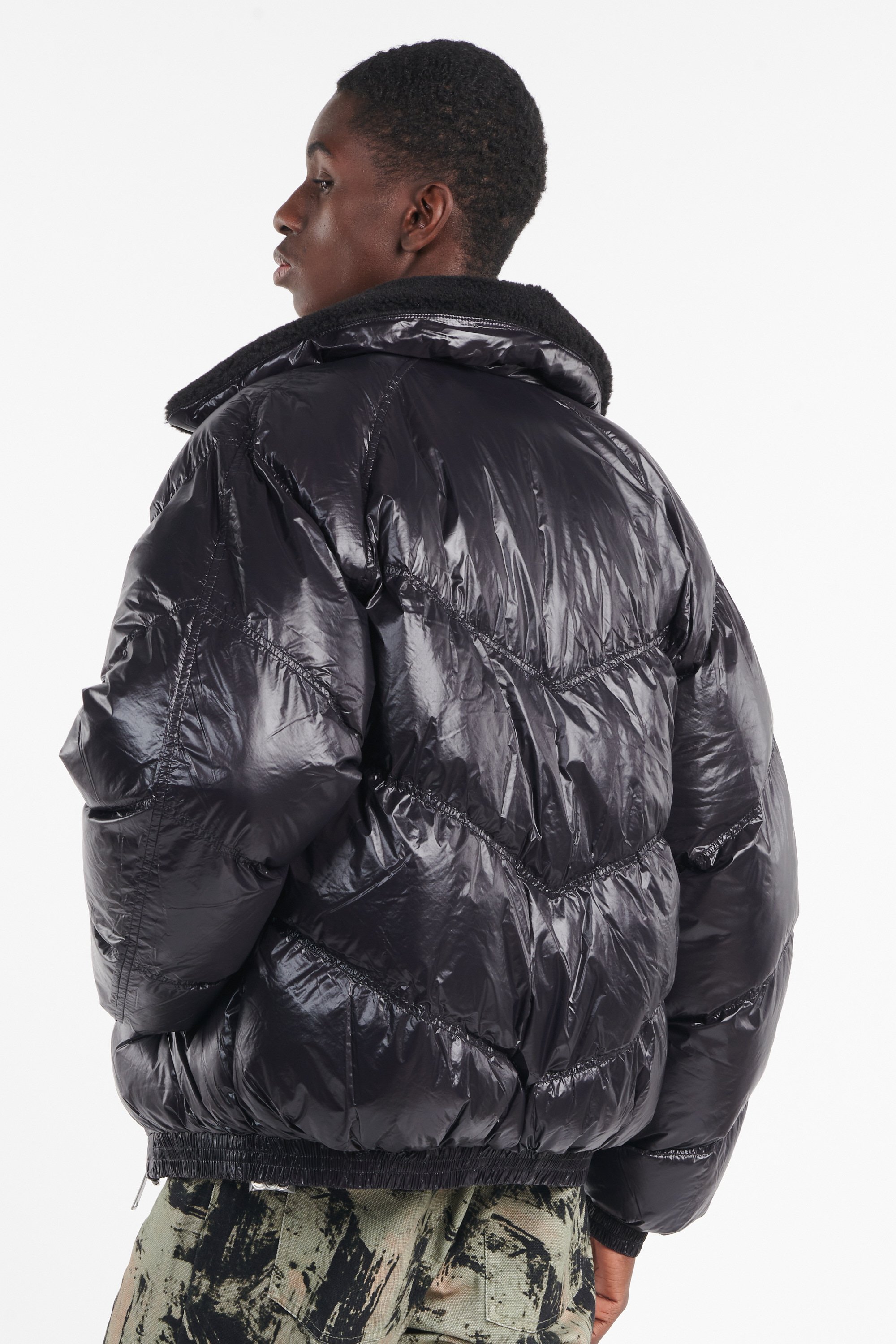 Lightweight quilted padded jacket with high neck Black