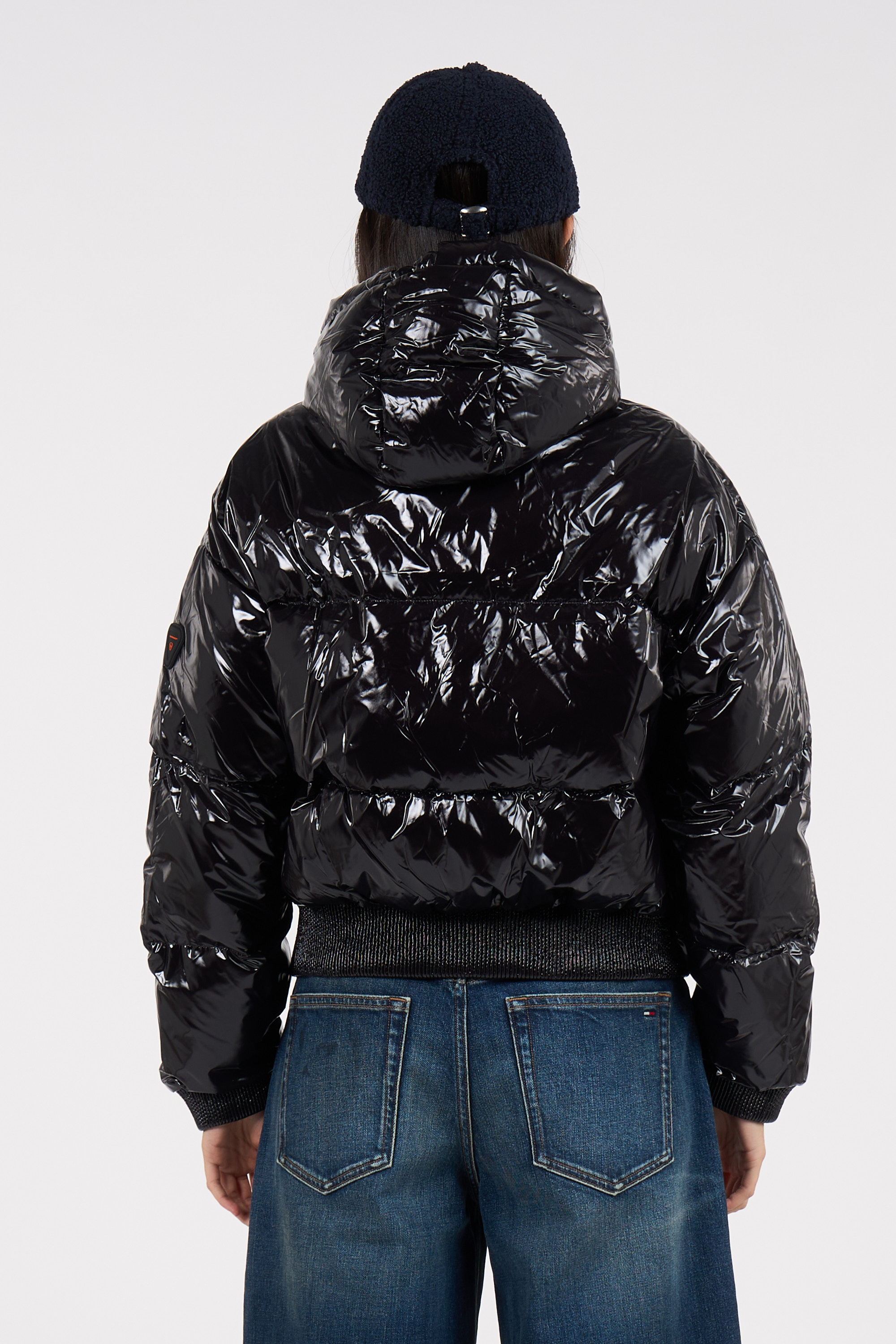 Lightweight quilted padded jacket with high neck Black