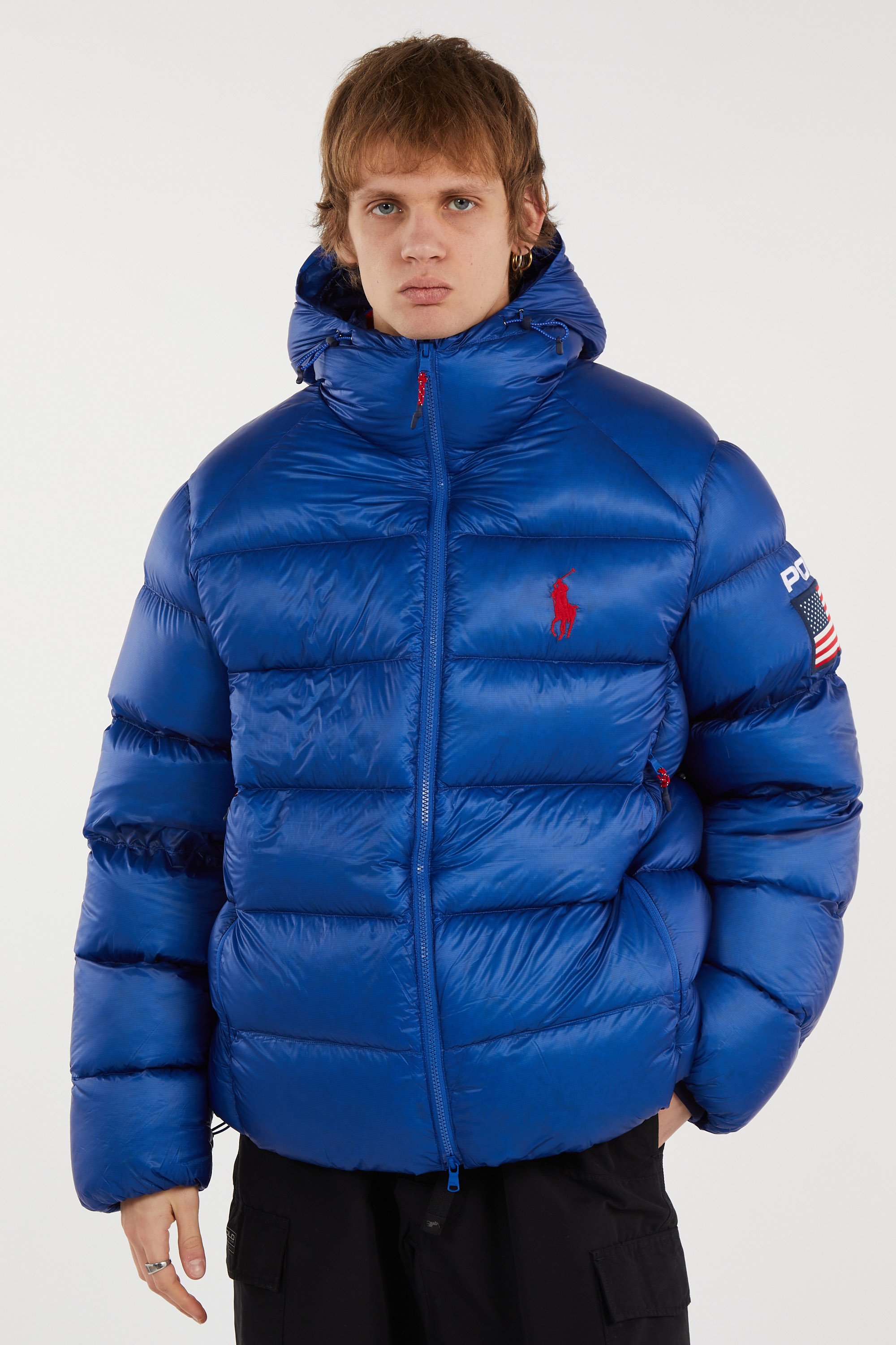 Lightweight quilted padded jacket with high neck Blue