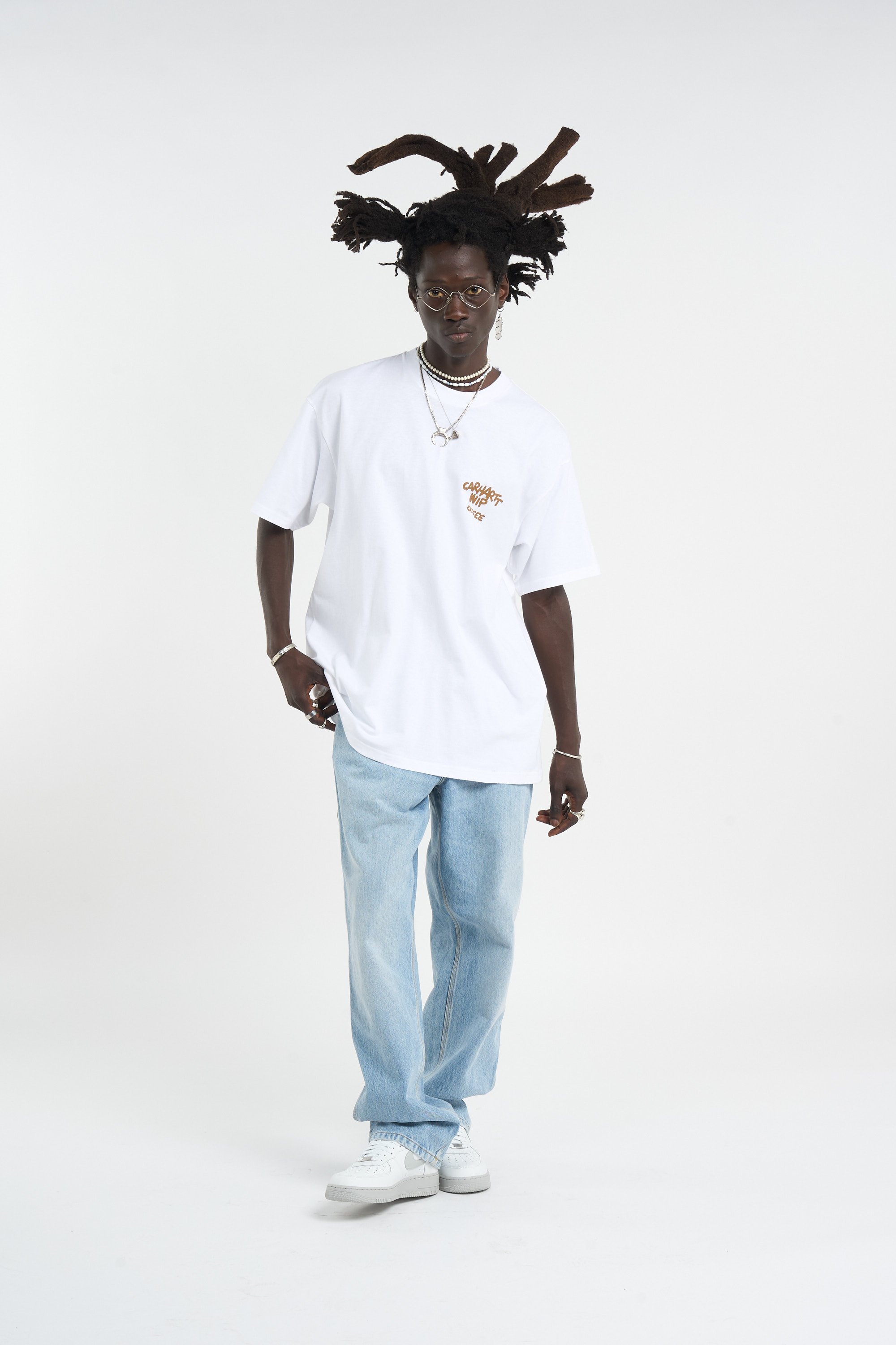 Round neck organic cotton t-shirt | White CARHARTT WIP Men