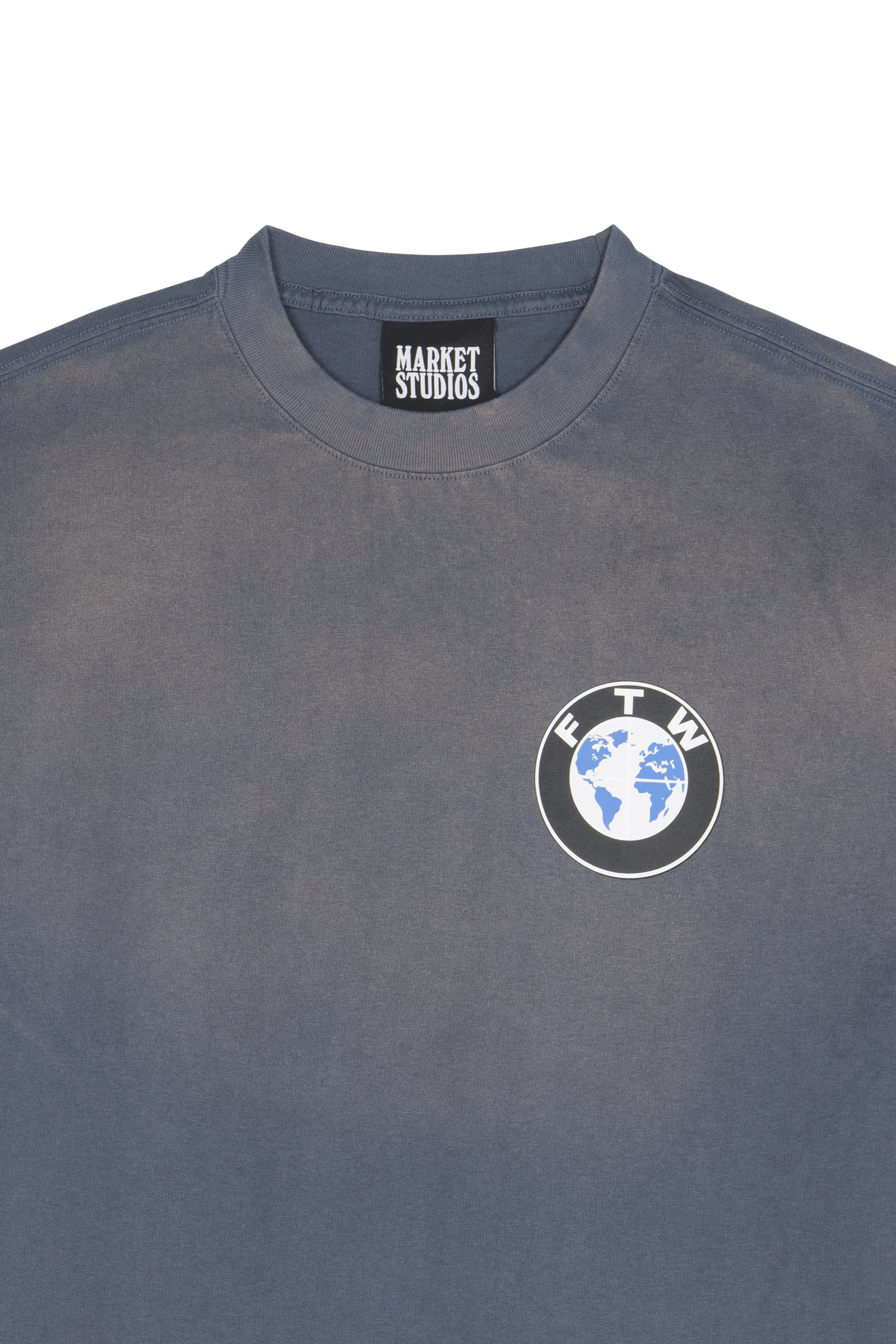 Regular-fit round-neck cotton T-shirt | Blue MARKET Men
