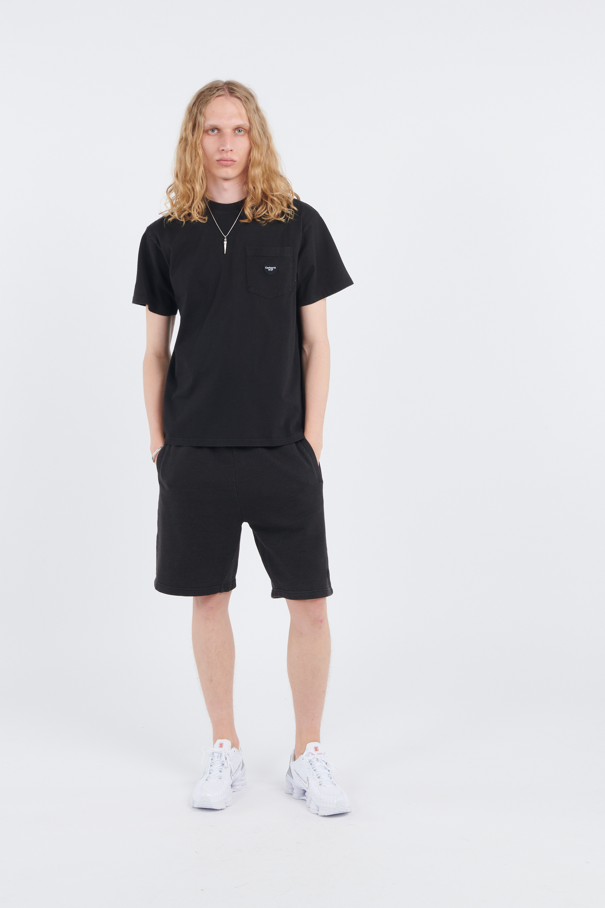 Regular-fit round-neck cotton T-shirt Black