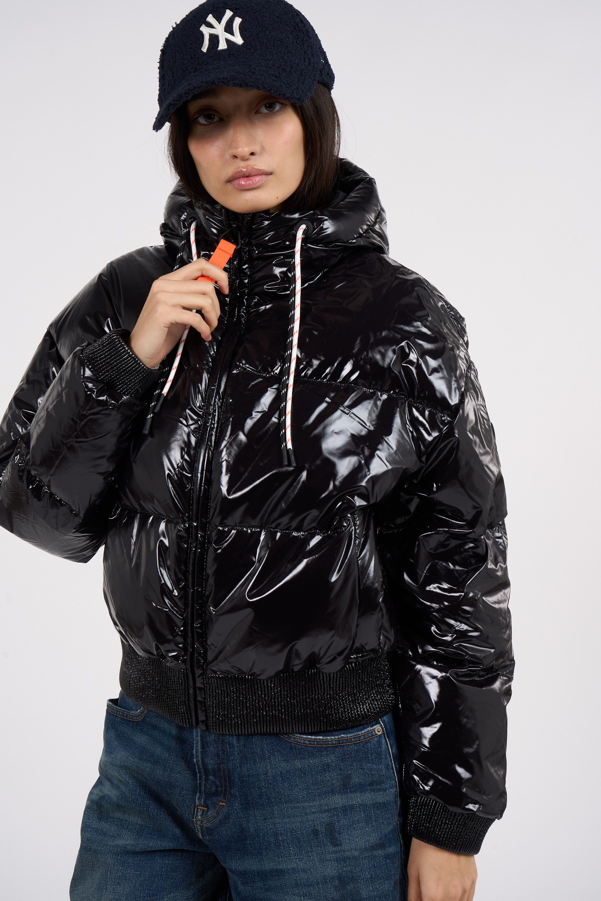Lightweight quilted padded jacket with high neck Black