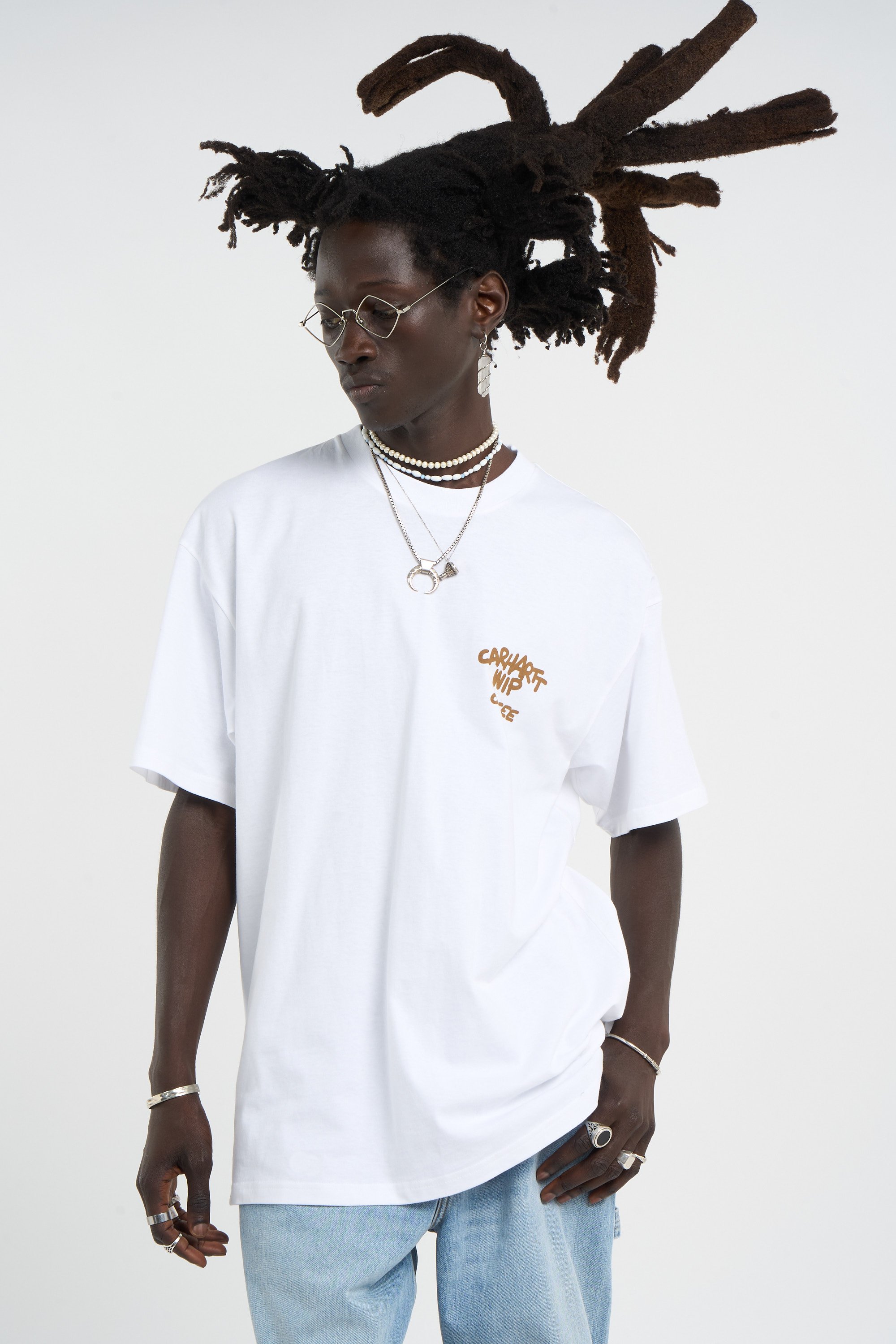 Round neck organic cotton t-shirt | White CARHARTT WIP Men