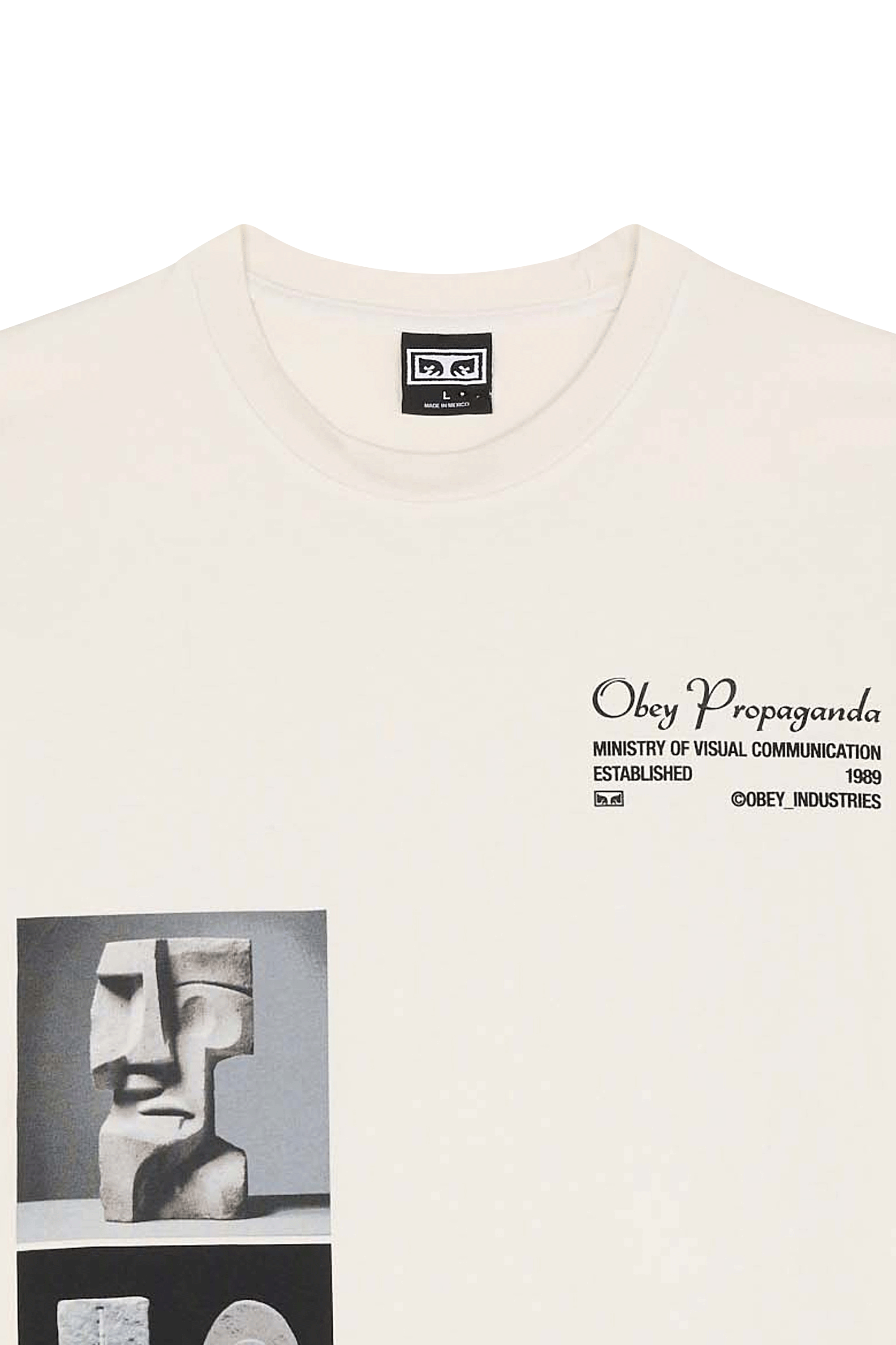 Round neck oversized printed t-shirt | Beige OBEY Men