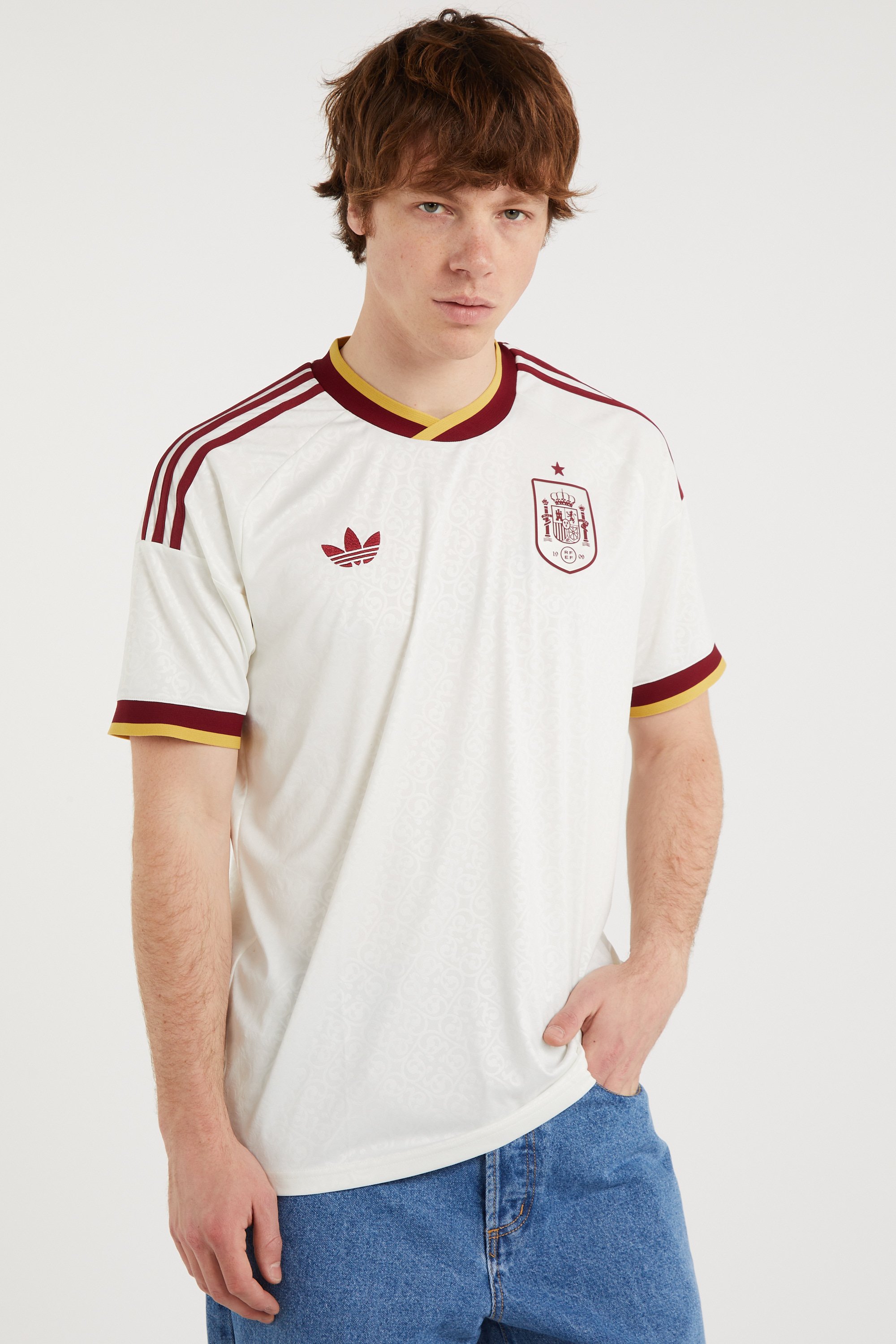 Oversized V-neck T-shirt Beige