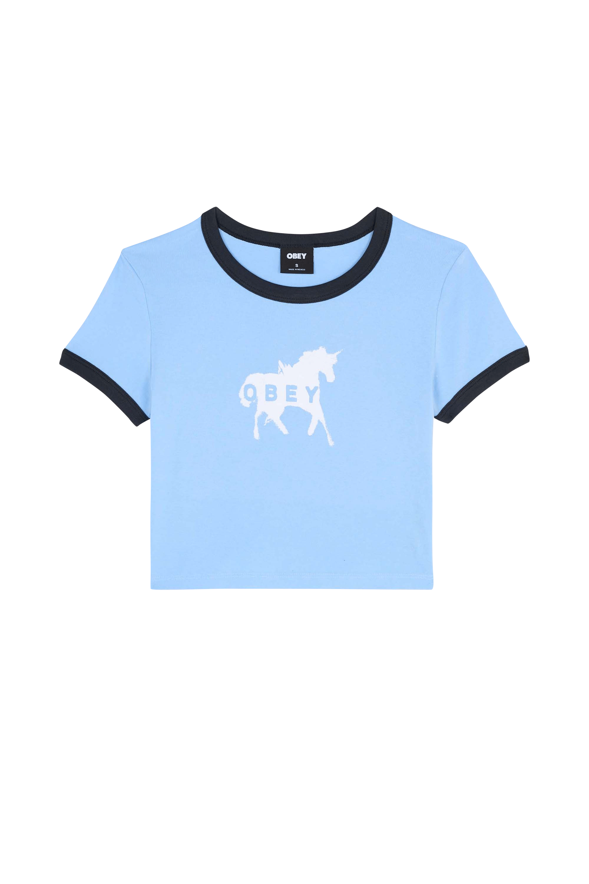 Regular-fit round-neck cotton T-shirt  Blue bell