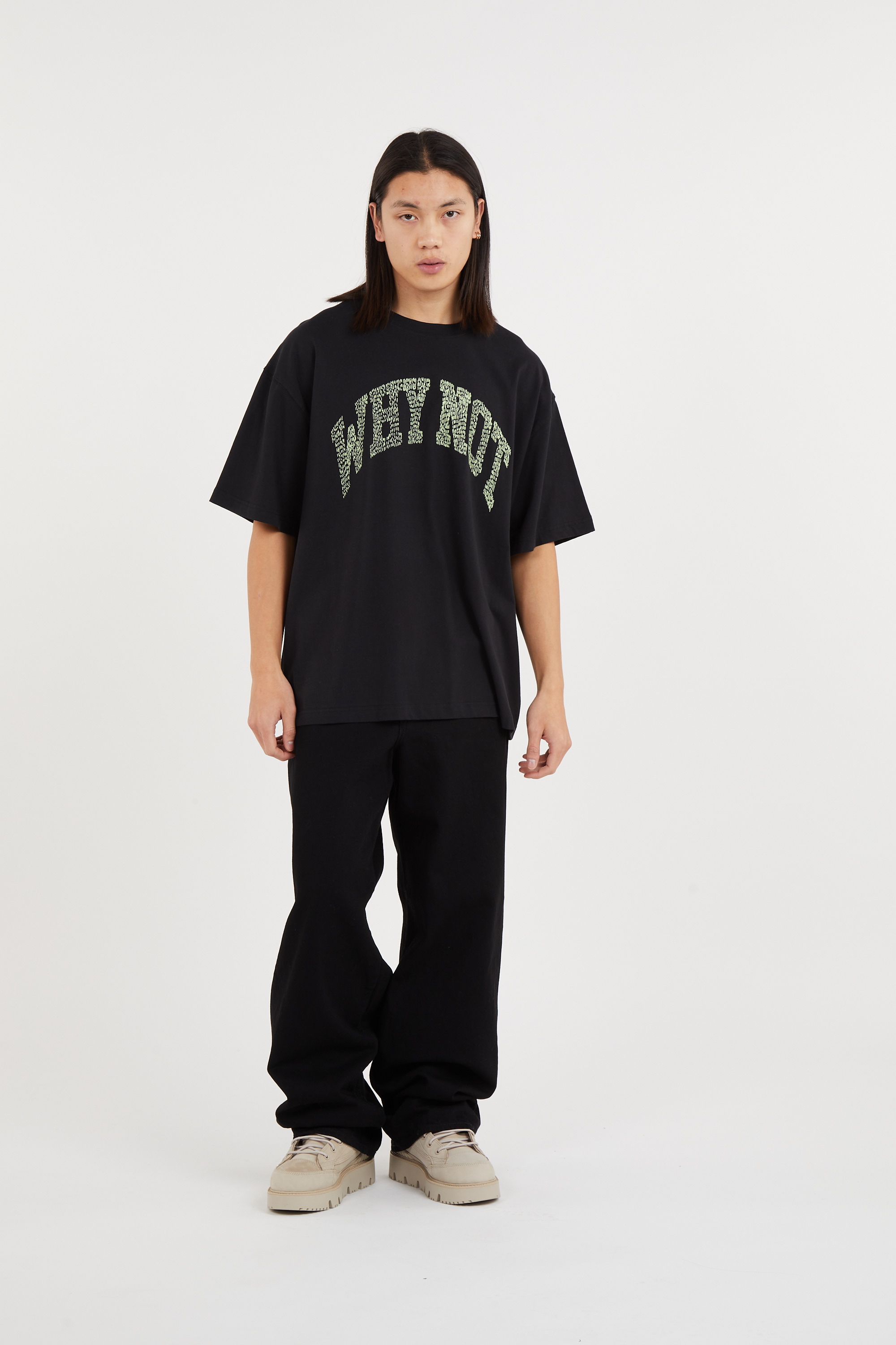 Regular-fit round-neck cotton T-shirt Black