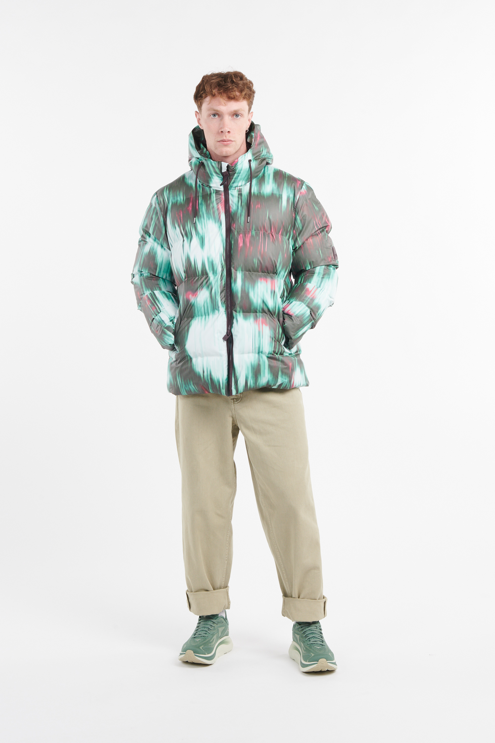 Lightweight quilted padded jacket with high neck Multicolored