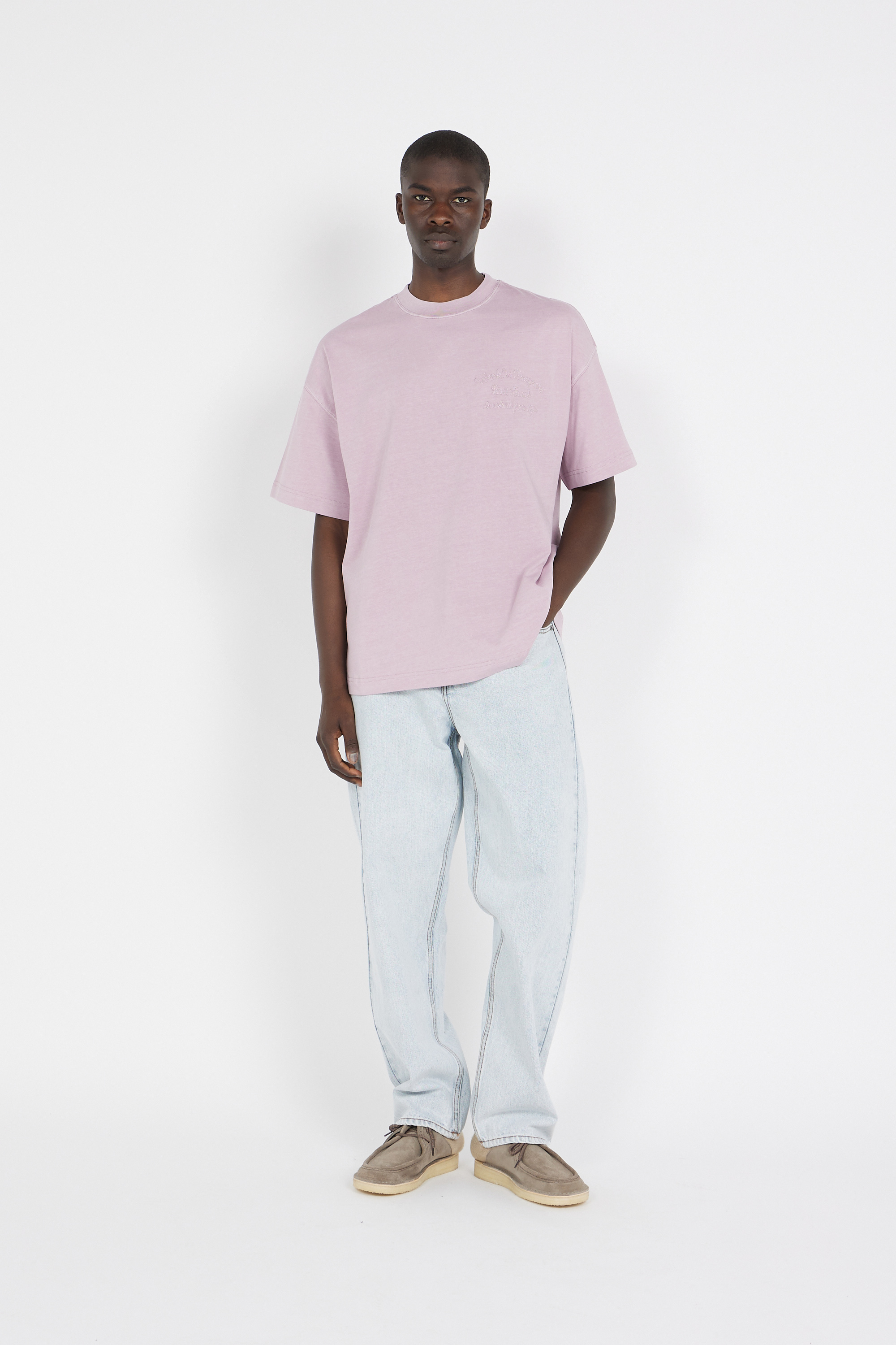 Regular-fit round-neck cotton T-shirt Pink