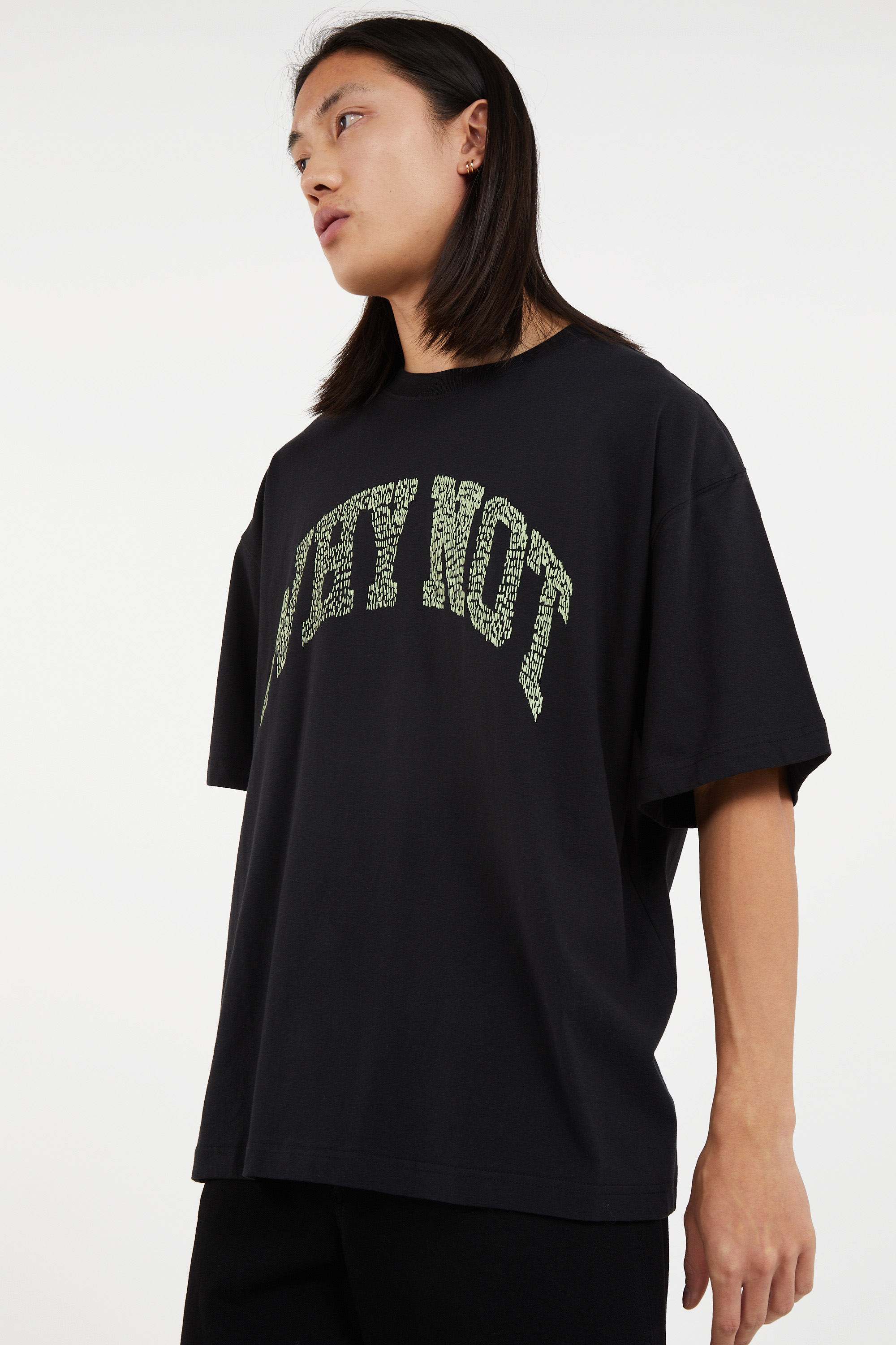 Regular-fit round-neck cotton T-shirt Black