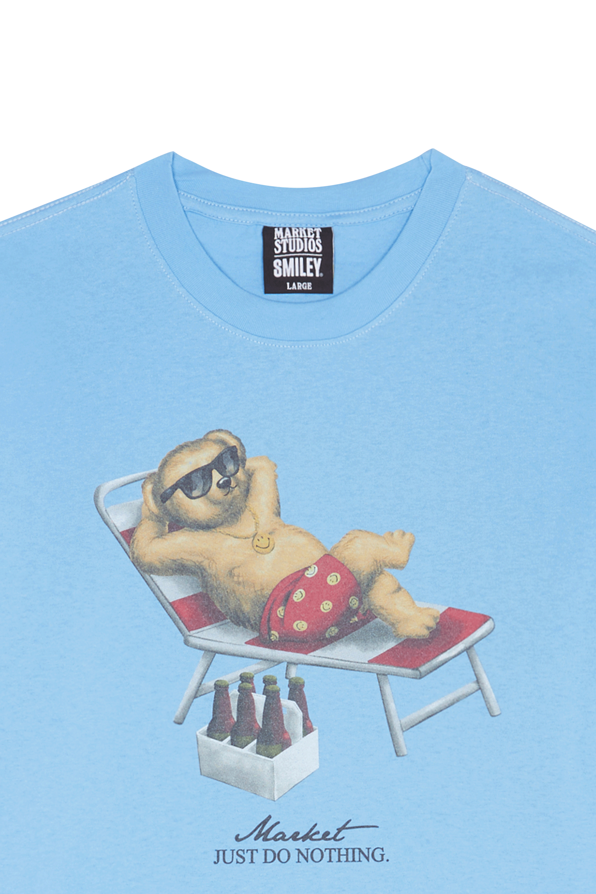 Regular-fit round-neck cotton T-shirt Blue