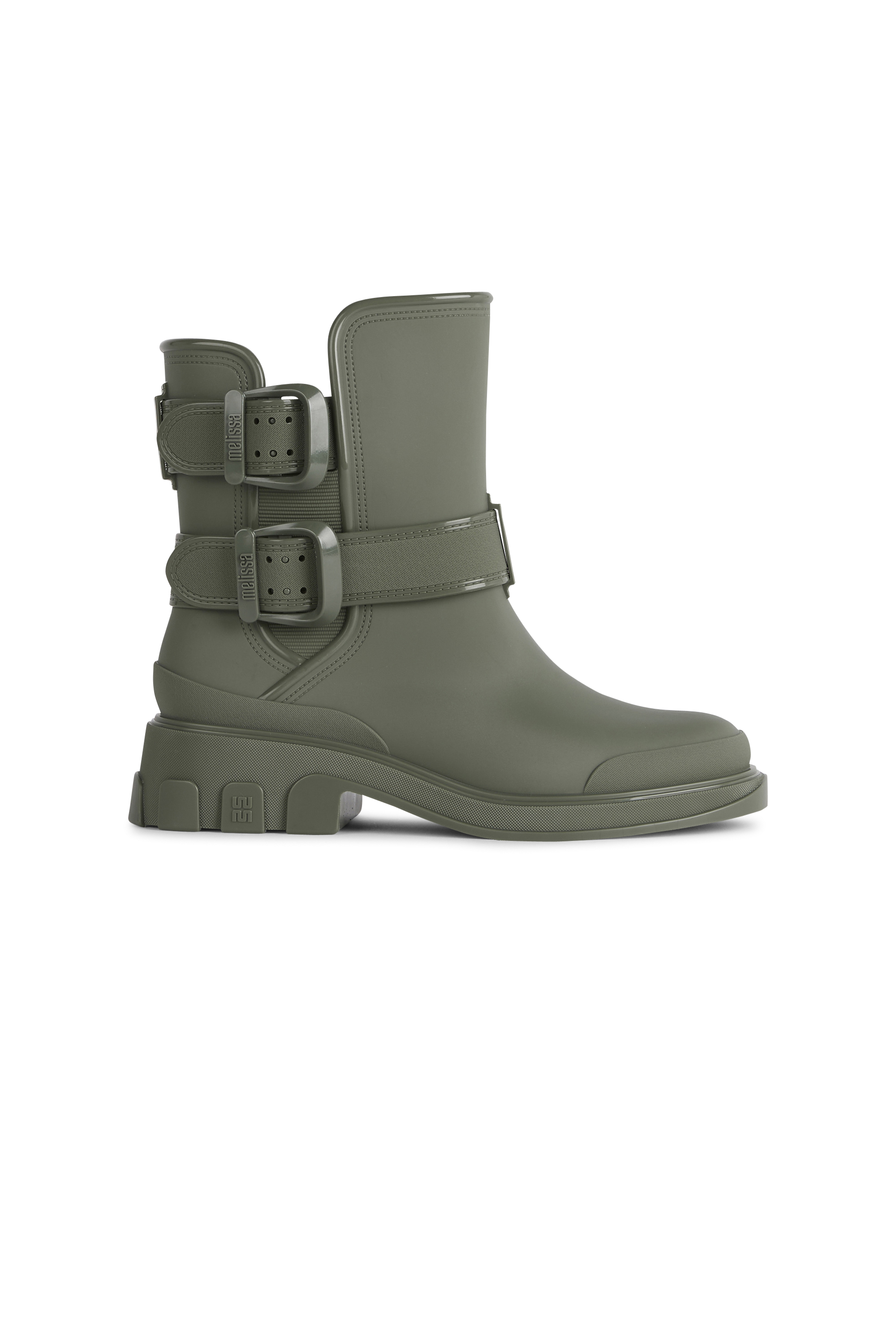 Heeled leather mid-calf boots Khaki