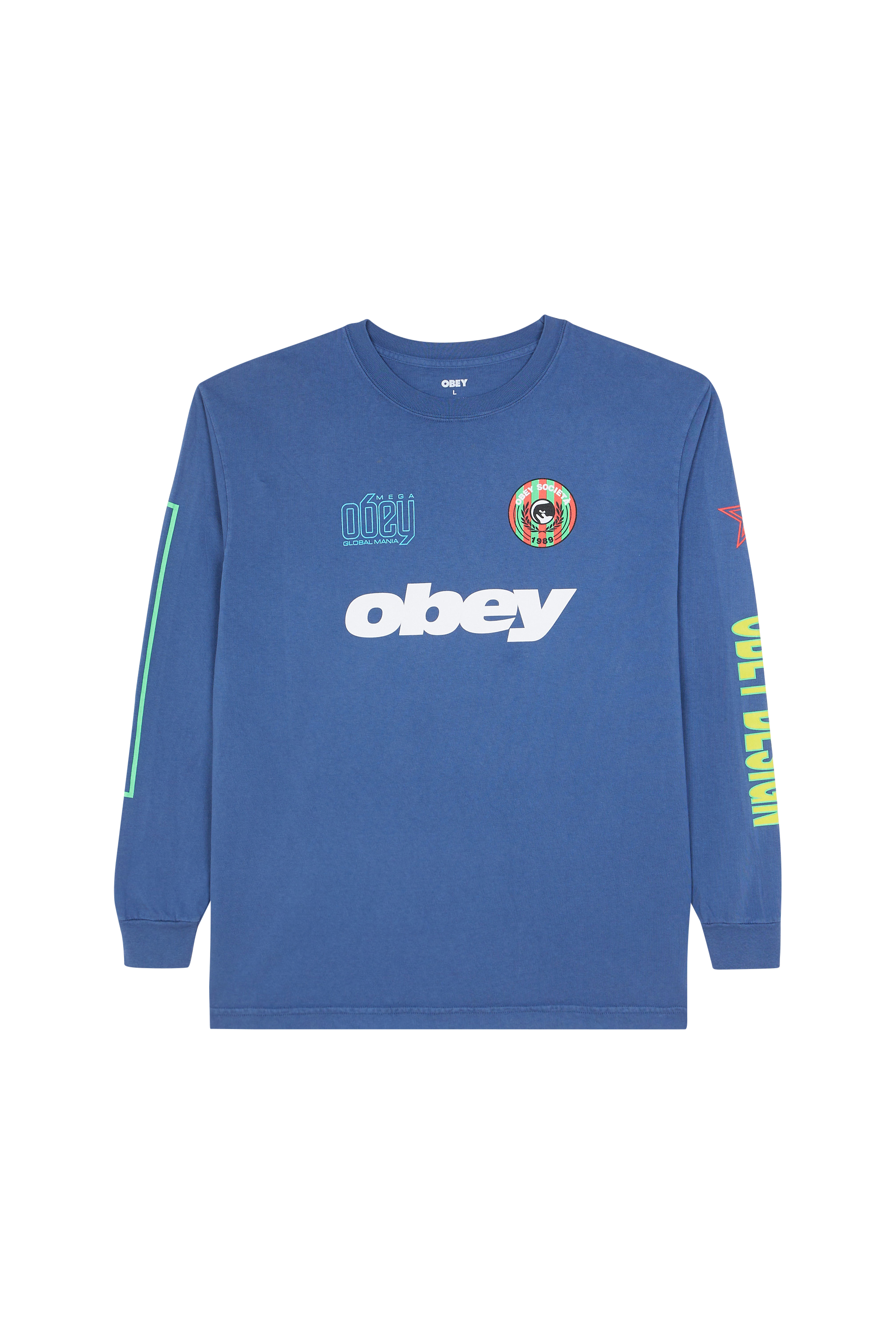 Regular-fit round-neck cotton T-shirt Blue