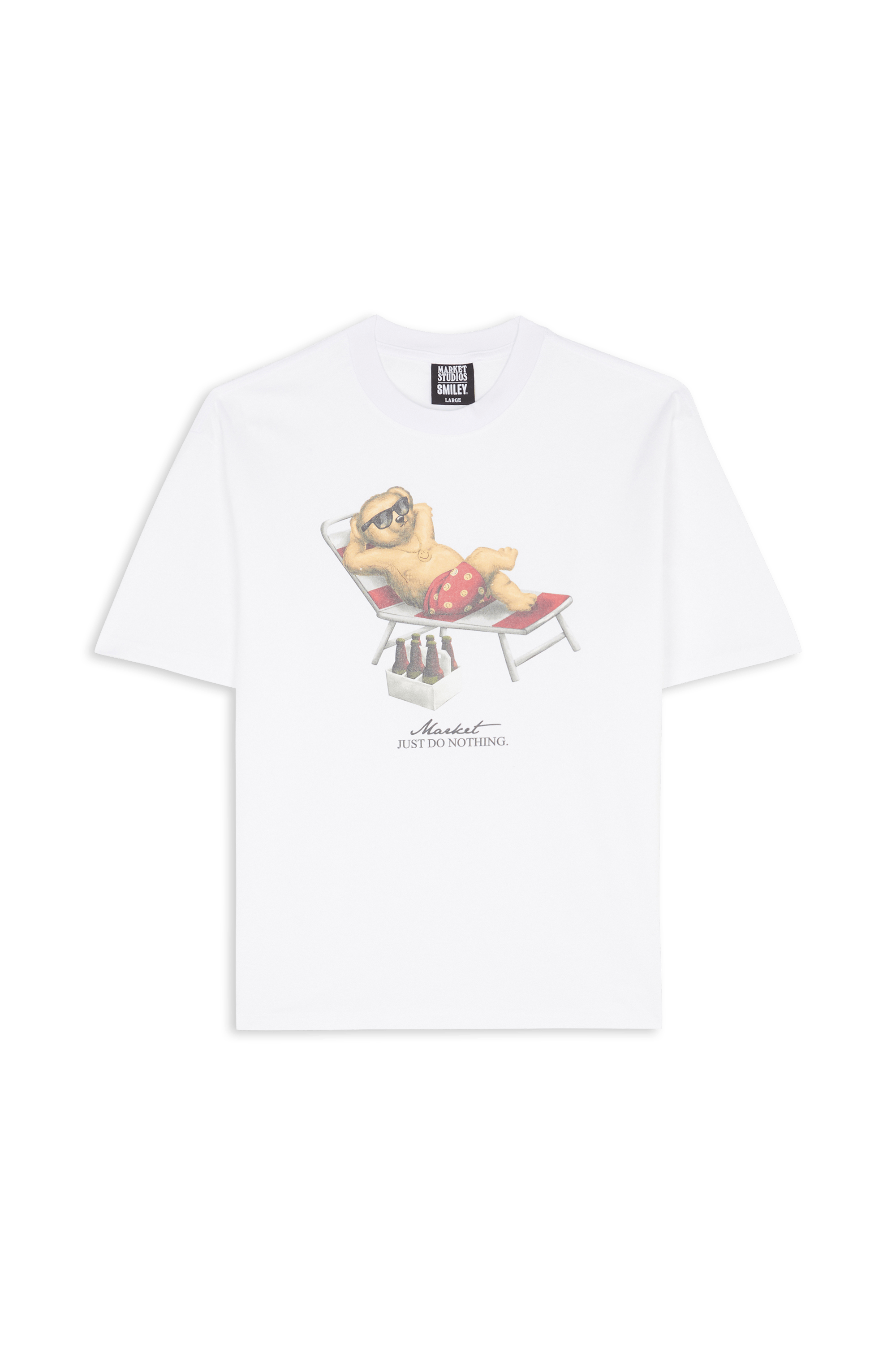 Regular-fit round-neck cotton T-shirt SMILEY BEARLY A CARE T-SHIRT White